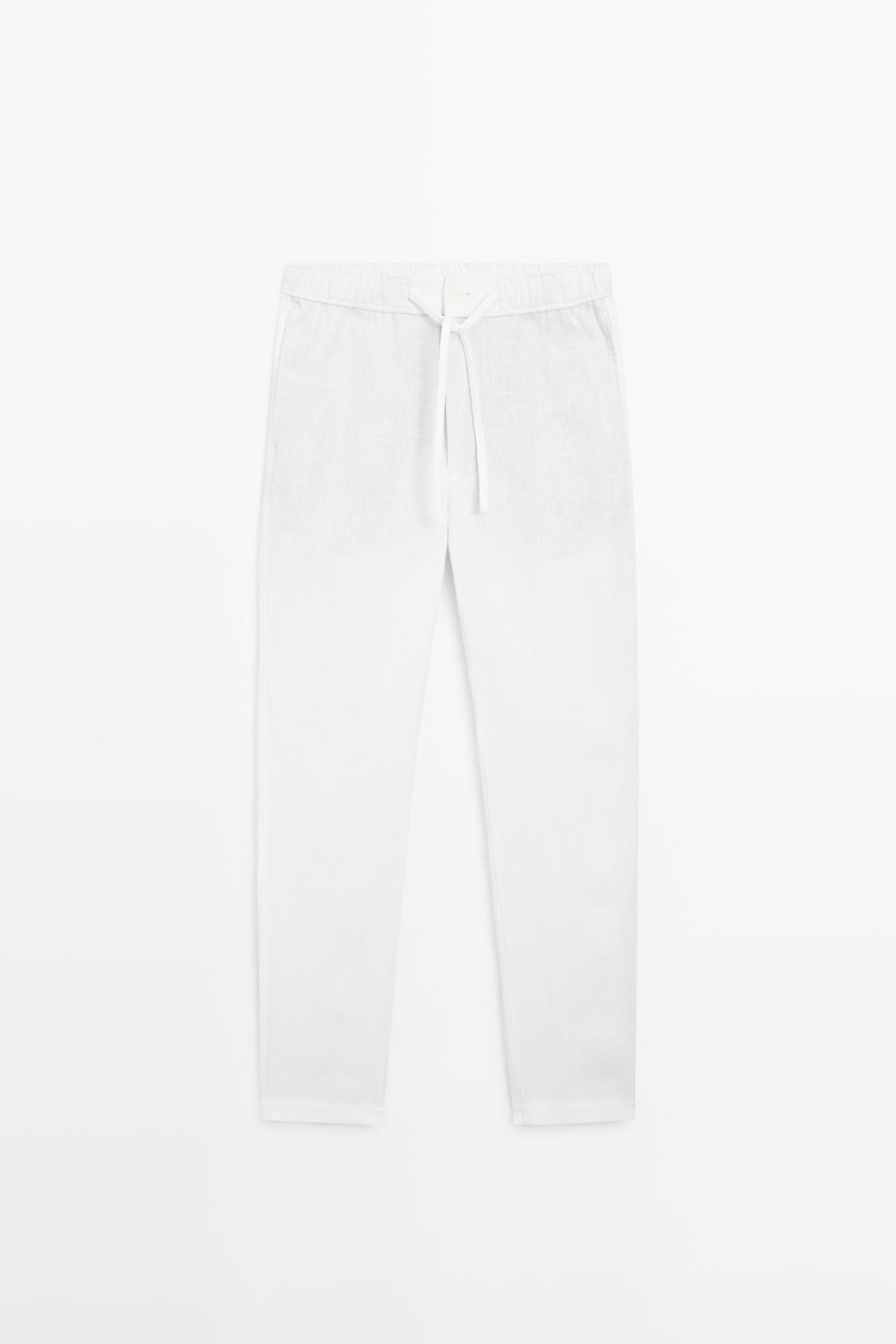 Massimo Dutti - Herre - Jogger Fit Bukser I Hør - Hvid - S