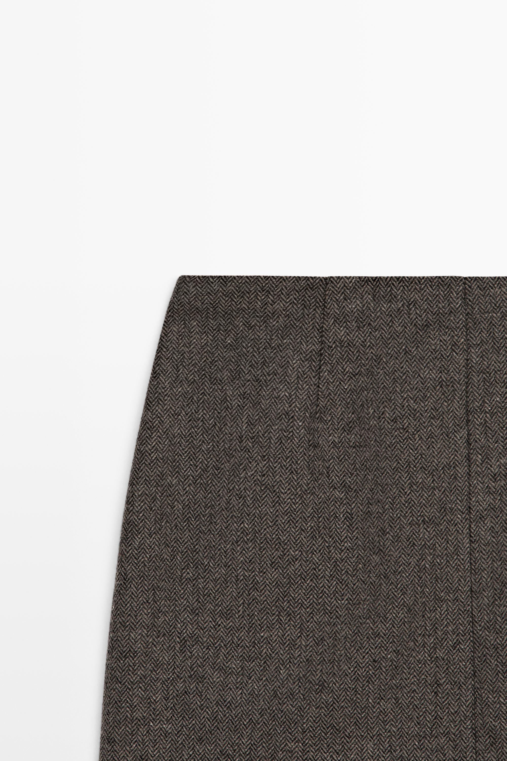 Wool blend mini skirt — Chocolate