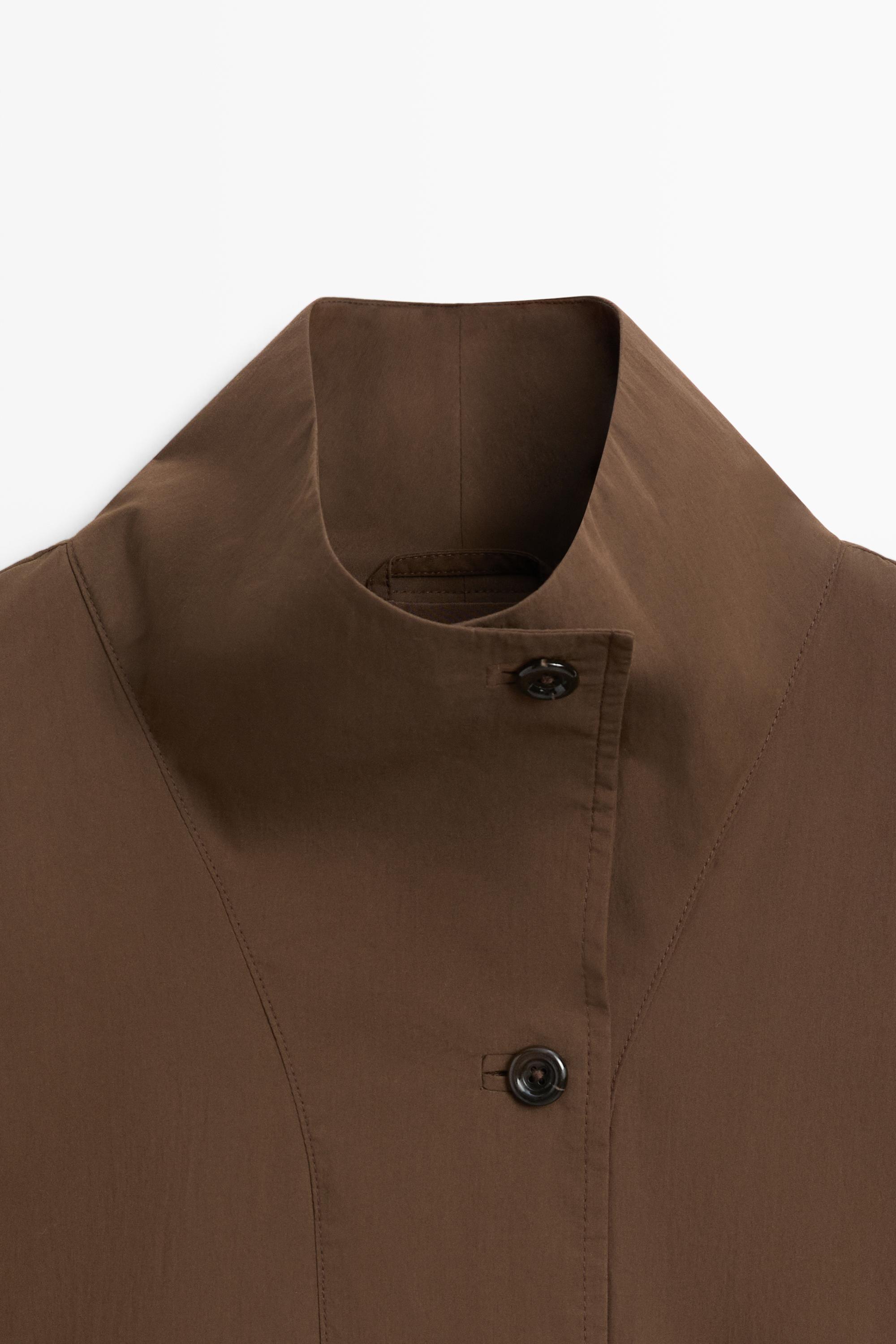Cape jacket with collar detail — BROWN