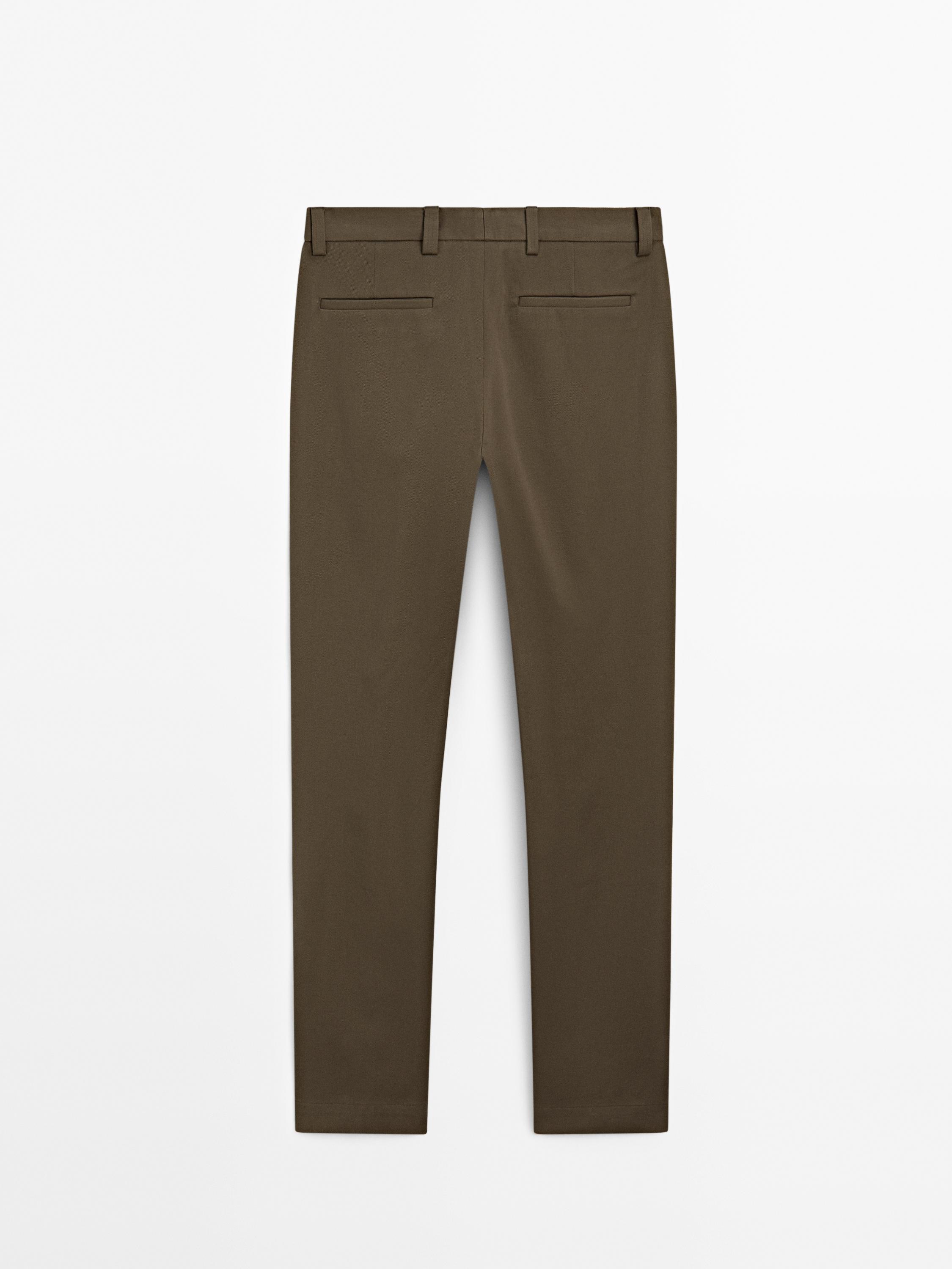 Pantalón sarga straight fit mezcla algodón