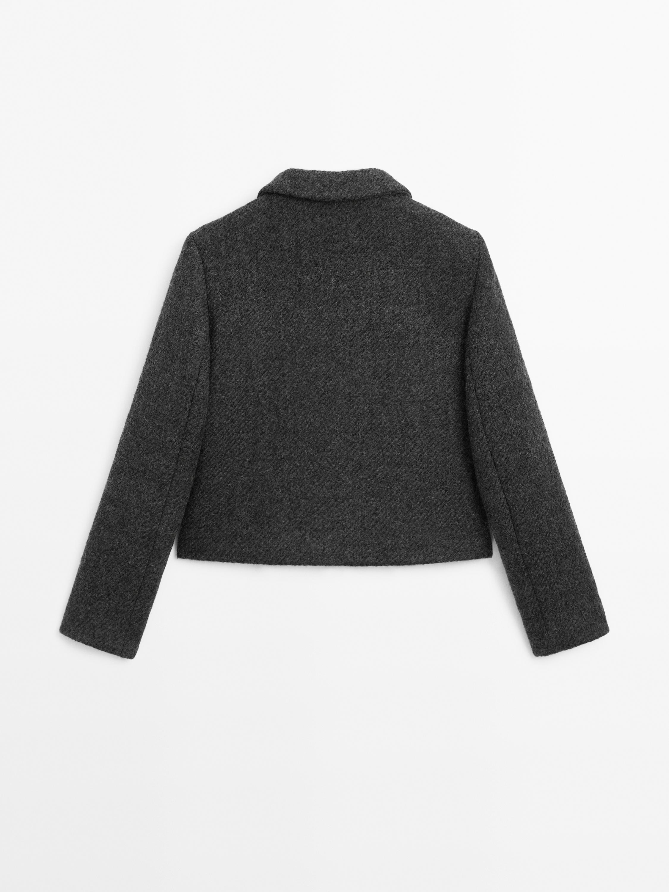 Veste courte texturée en laine mélangée
