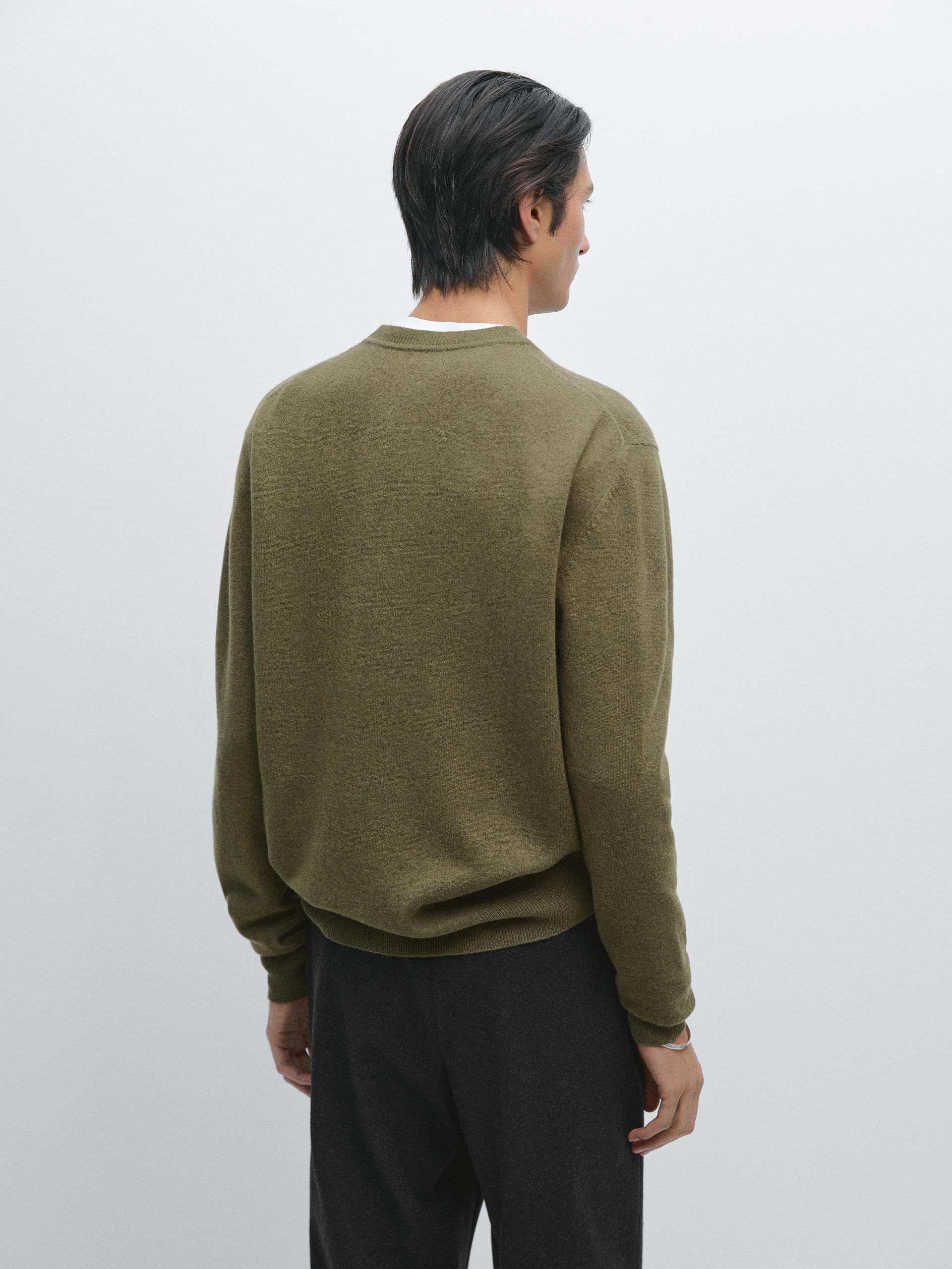 Jersey Cuello Redondo Mezcla Lana - Verde Agua - L - Massimo Dutti - Hombre