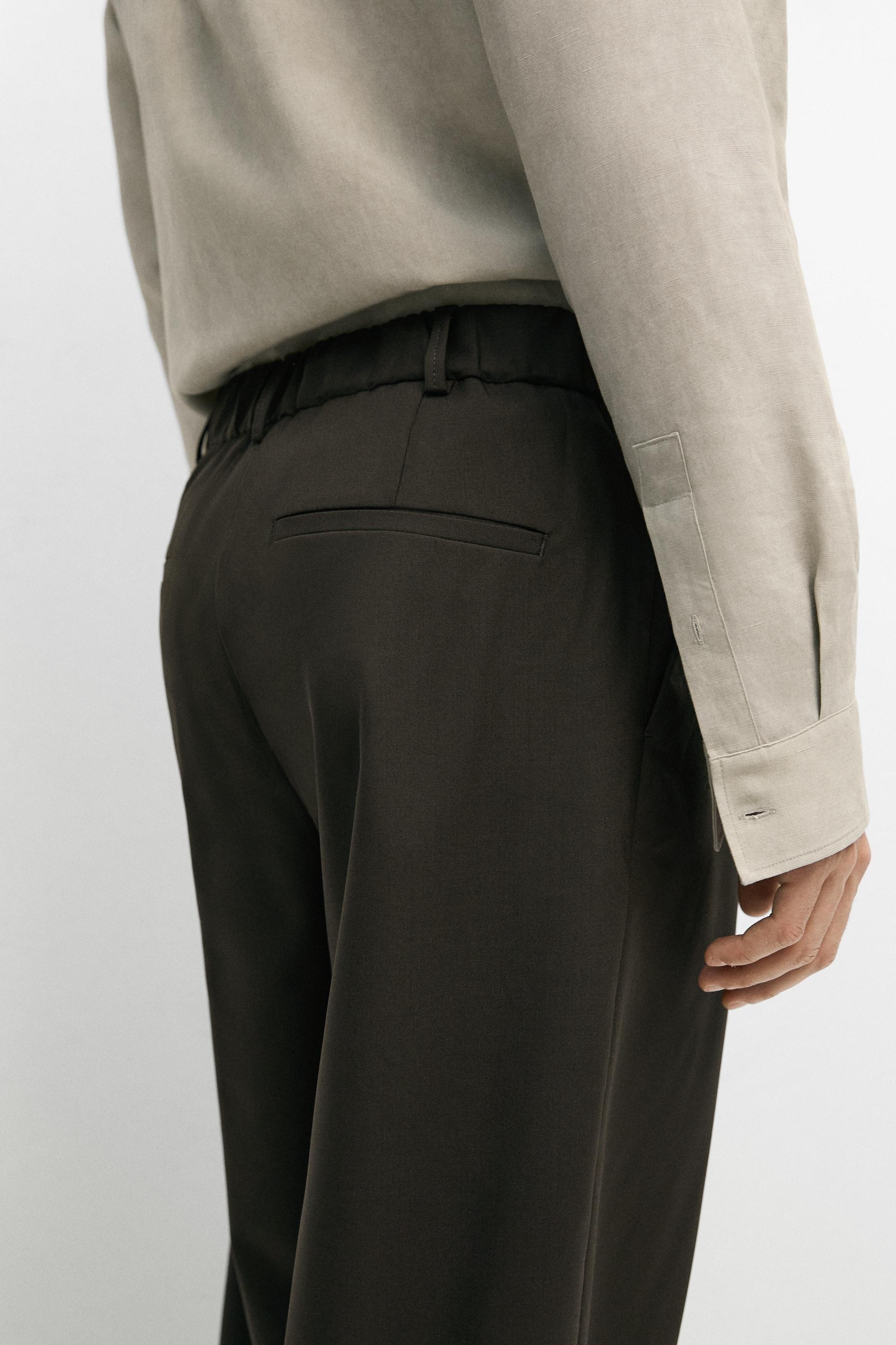 100% wool relaxed fit pants — BROWN