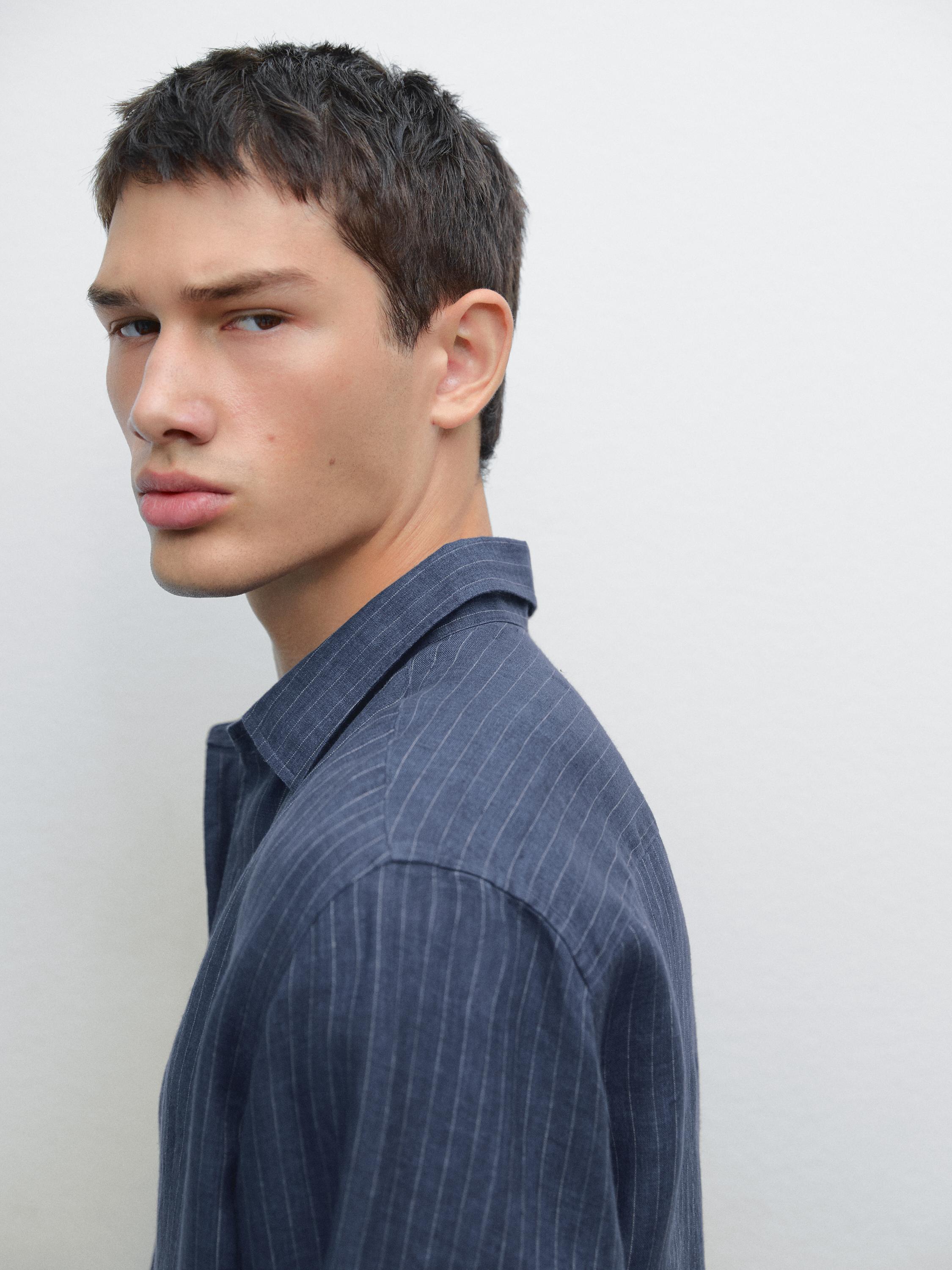 Regular fit faded linen shirt