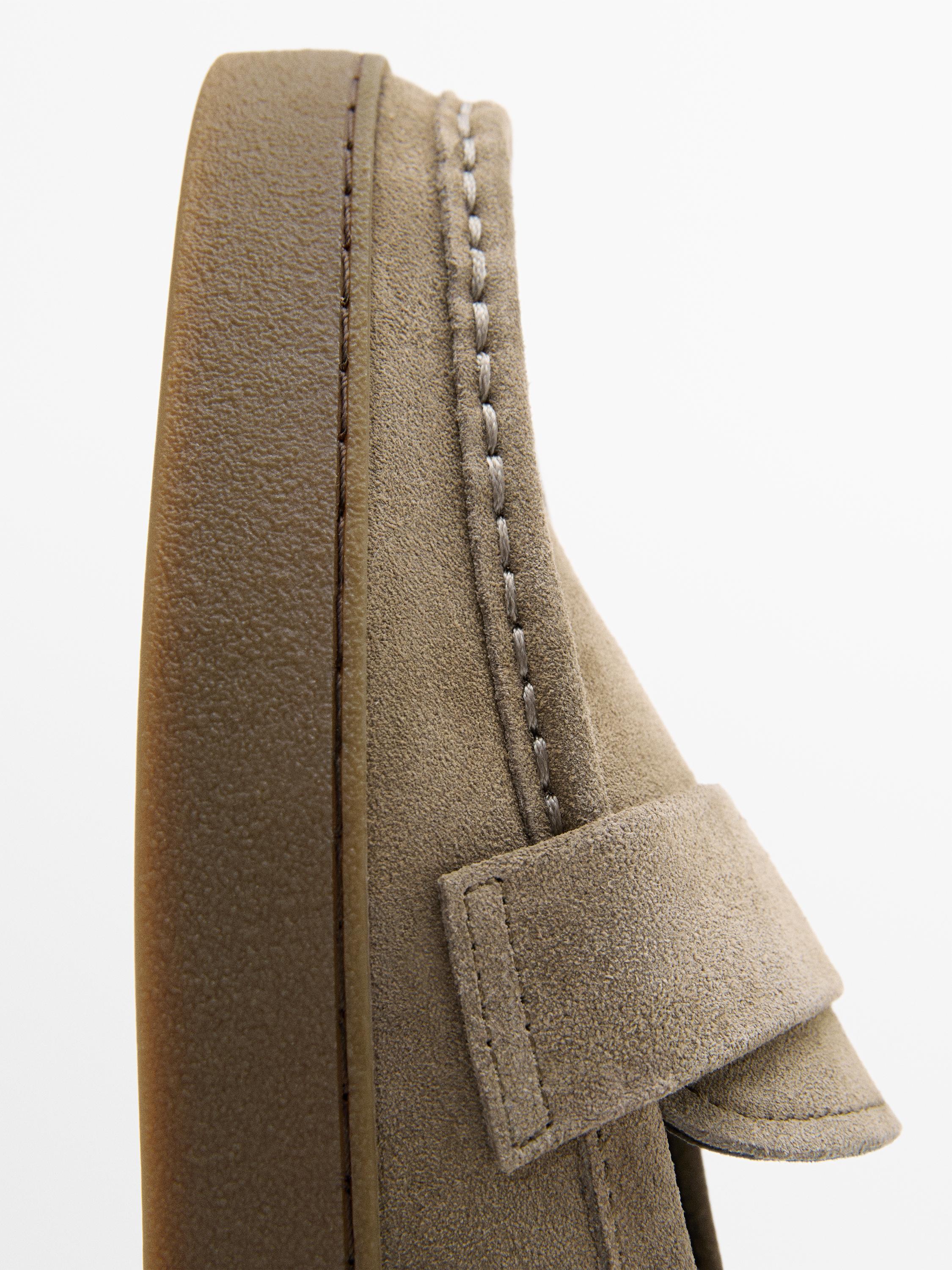 Split leather loafers with caramel sole — SAND