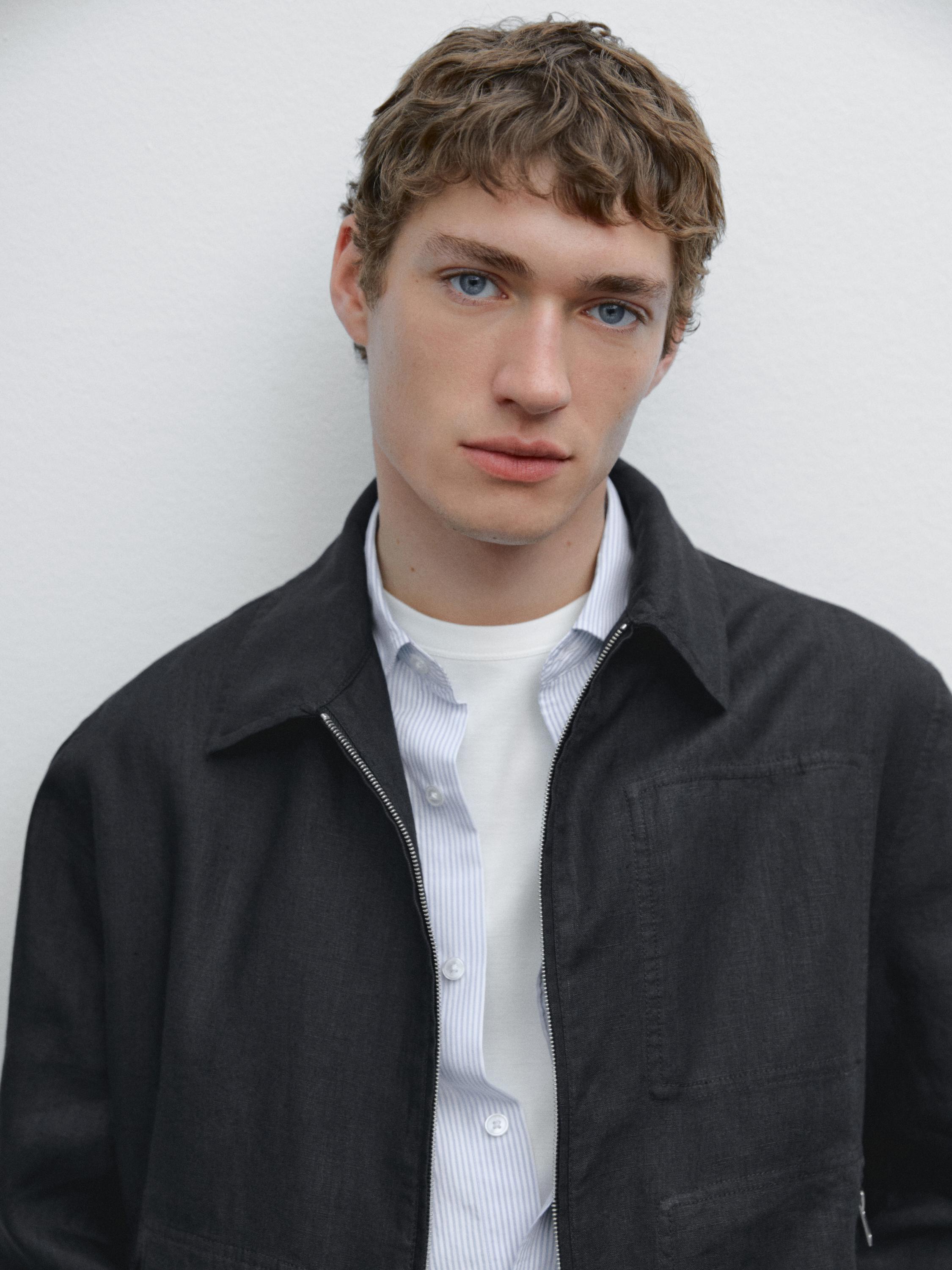 100% linen zip-up jacket