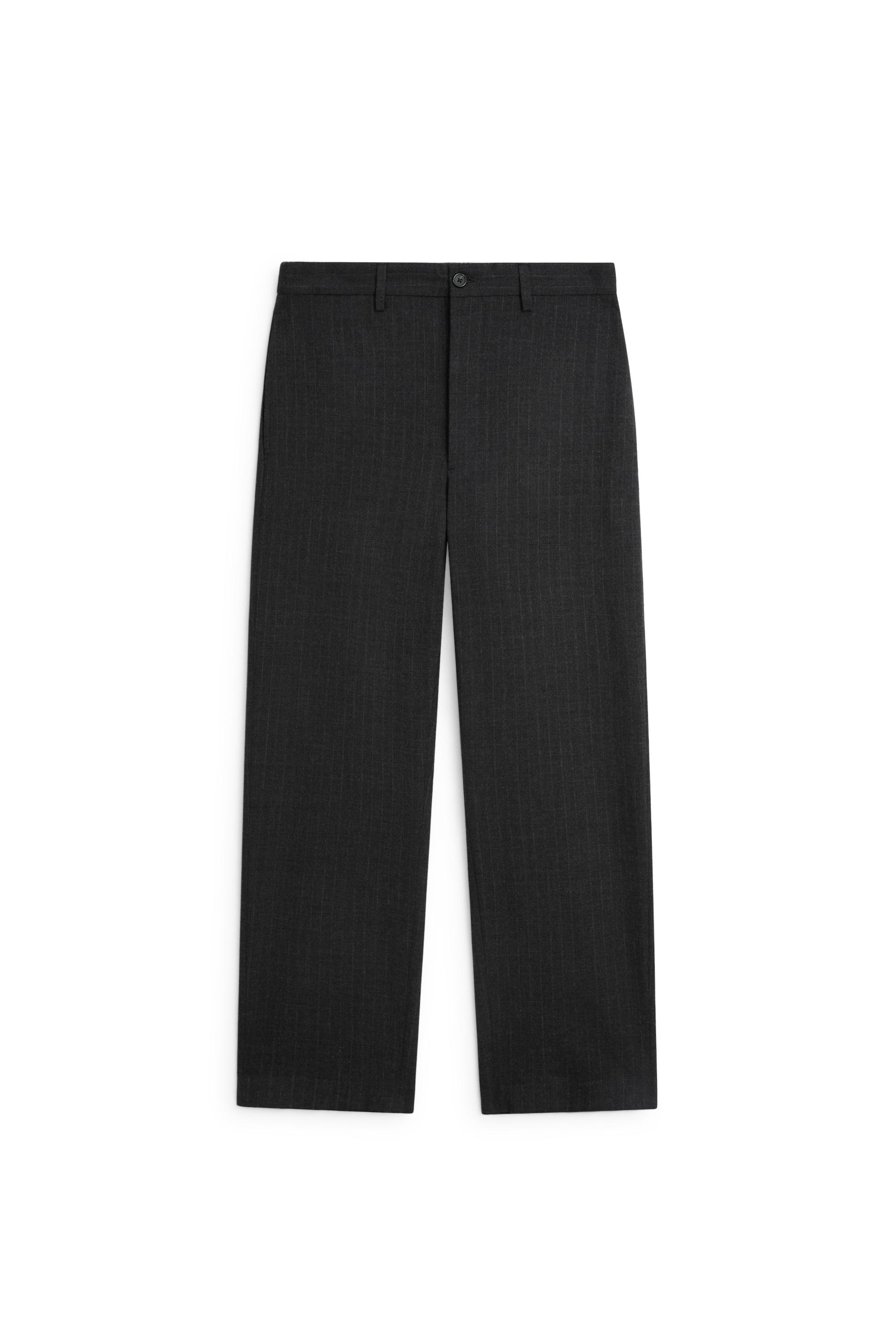 100% wool striped relaxed fit trousers — ANTHRACITE GREY