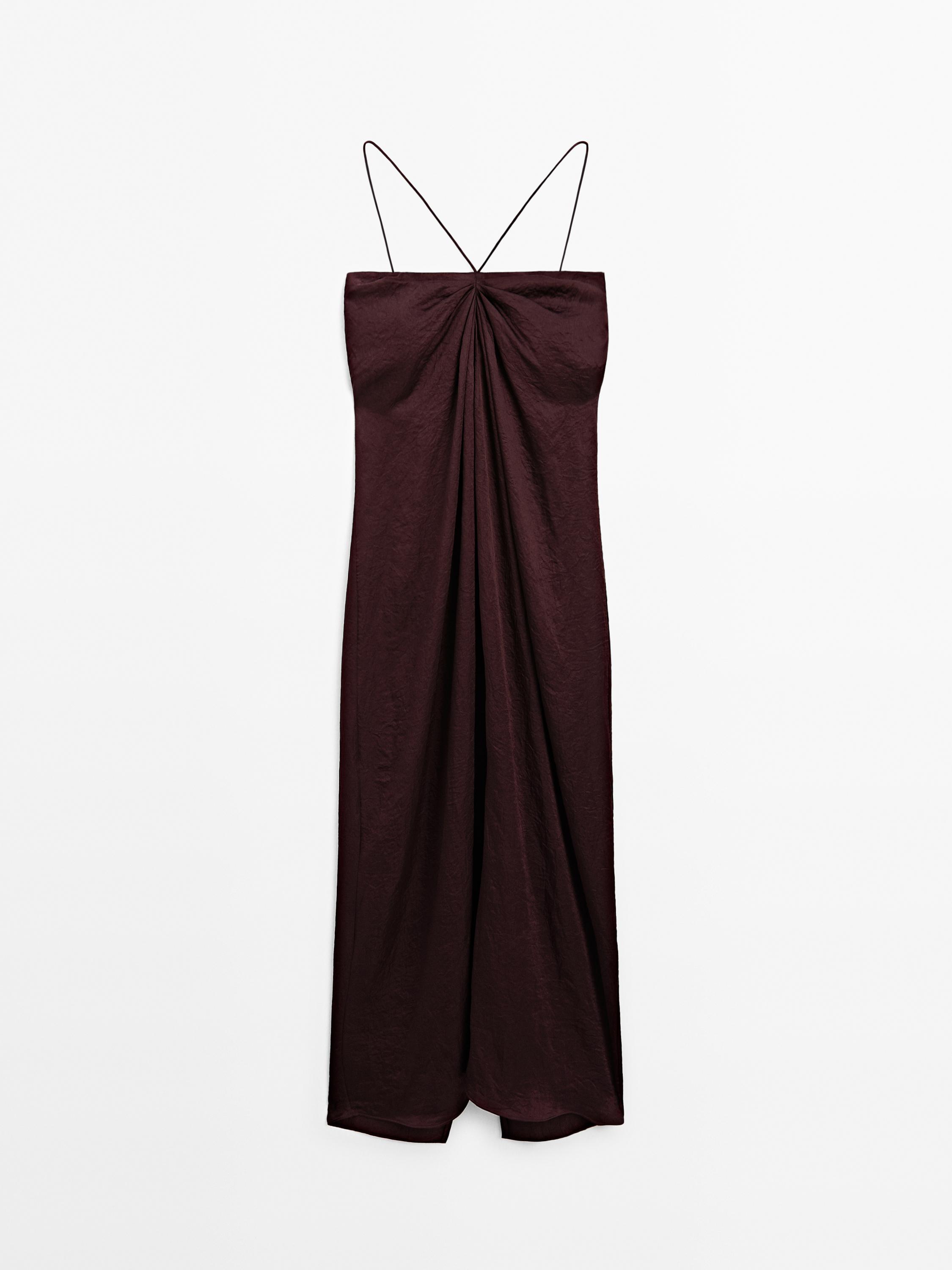 Robe midi drapée satinée - STUDIO