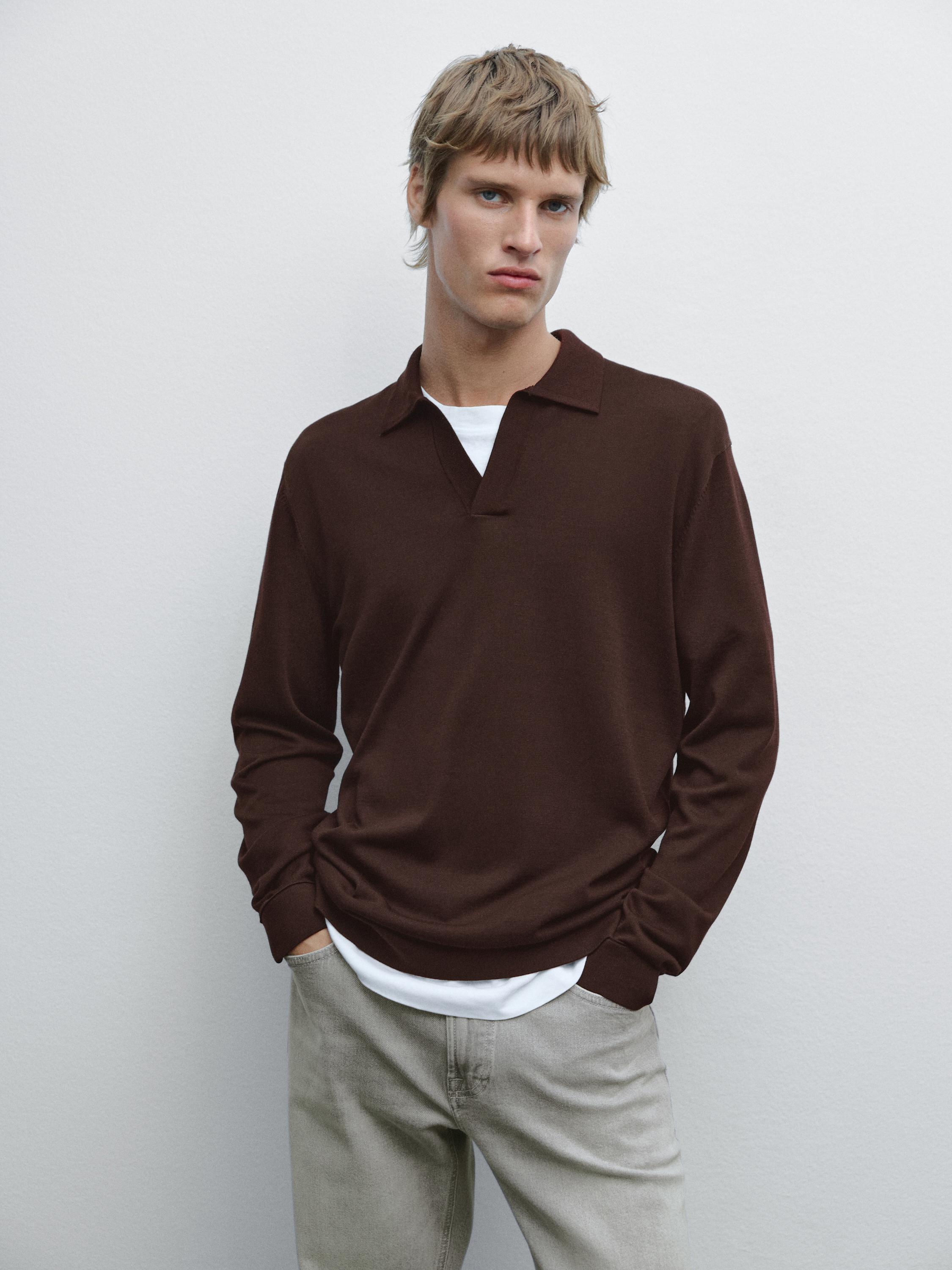 Pull polo en maille à col en V