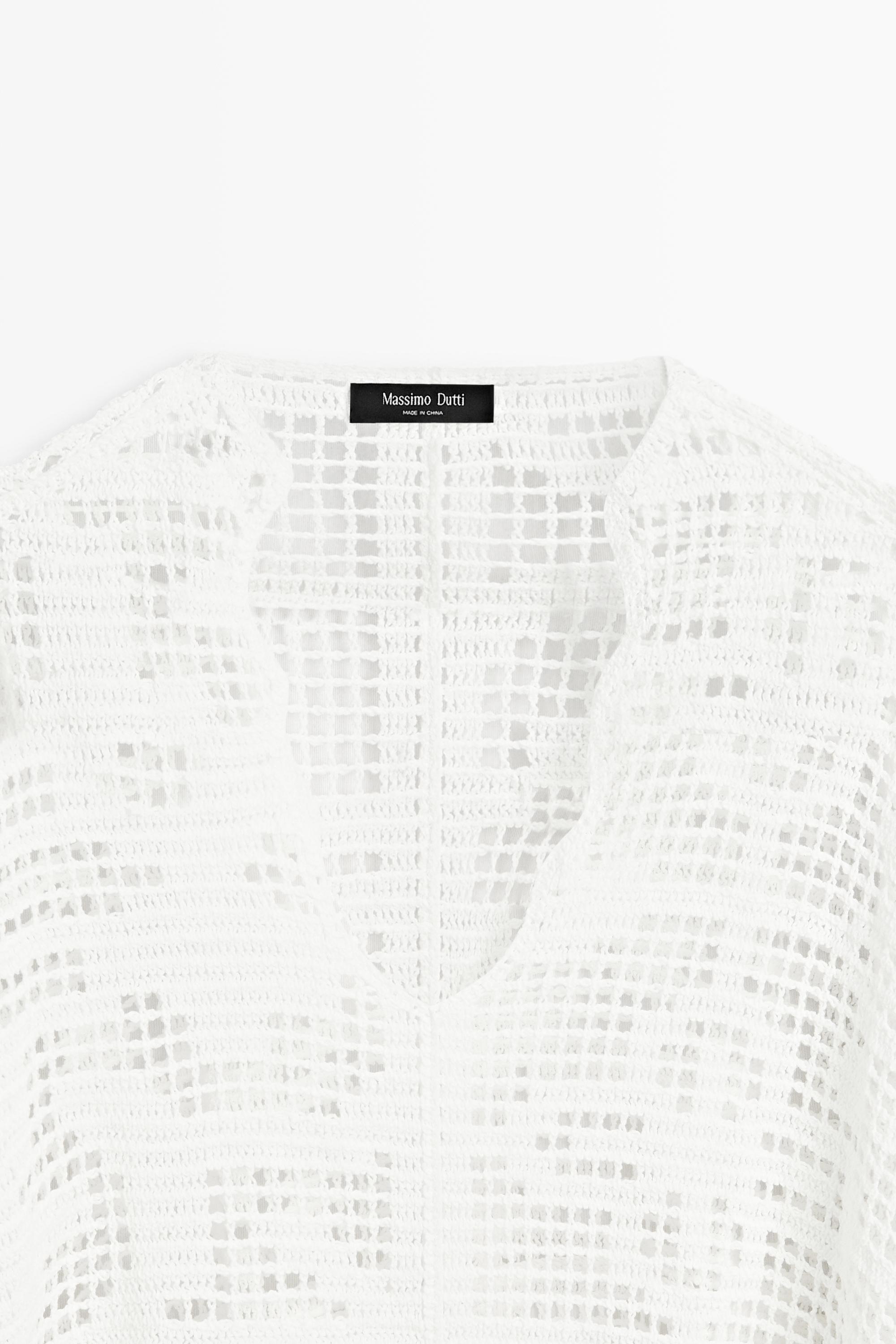 Crochet knit cape — WHITE