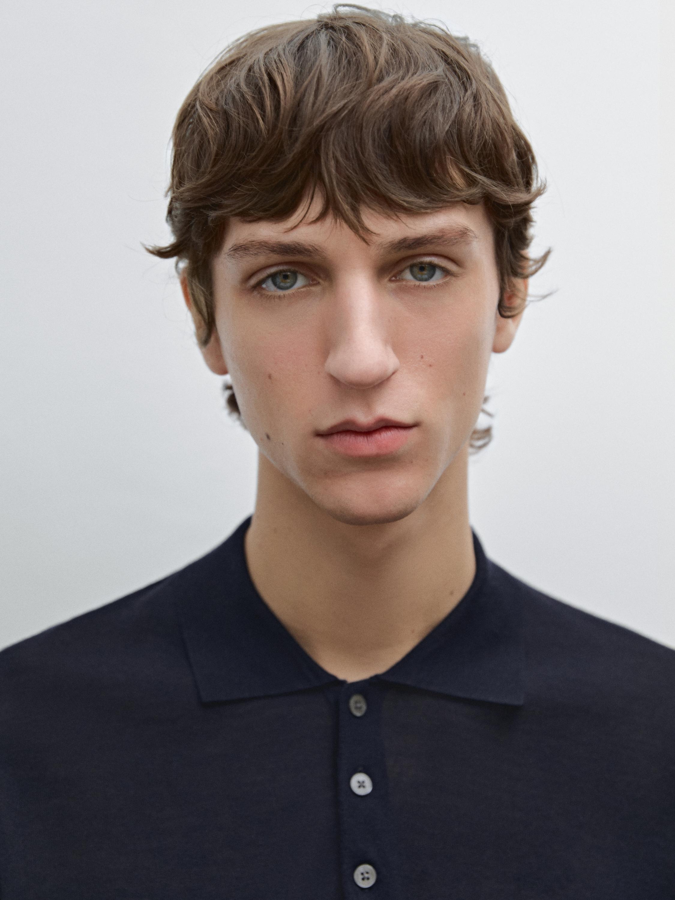 100% merino wool knit sweater with polo collar