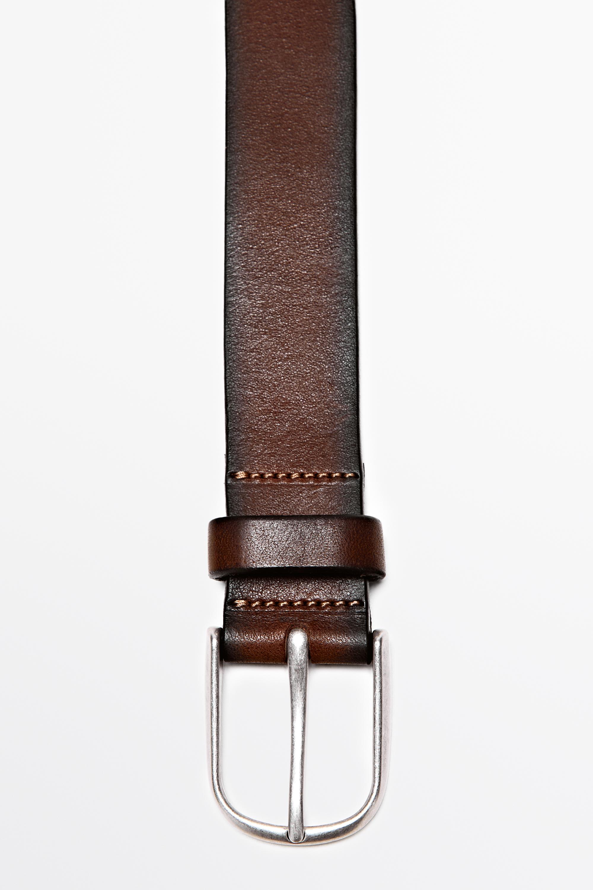 Shaded nappa leather belt — BROWN