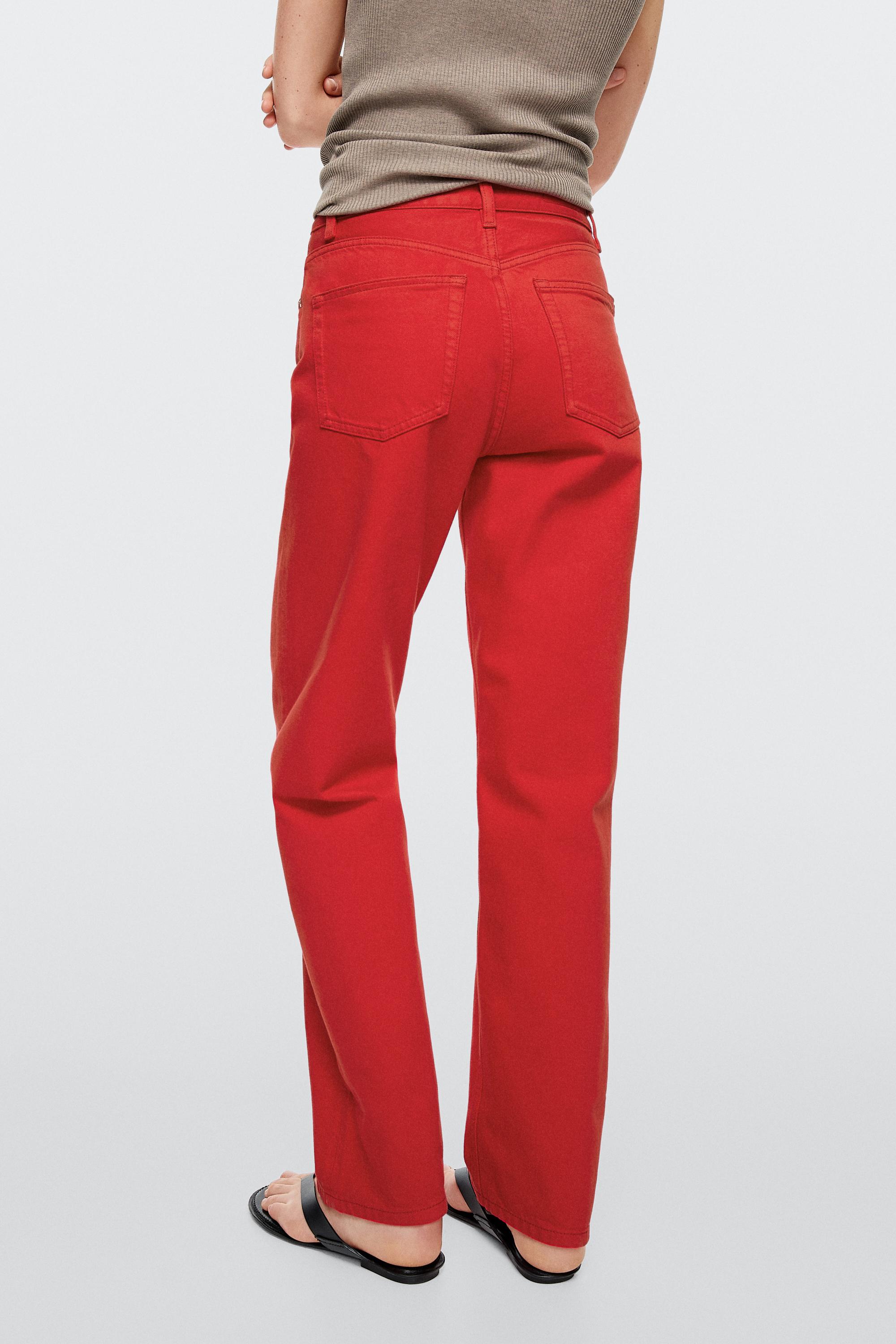 Straight-leg high-waist jeans — RED