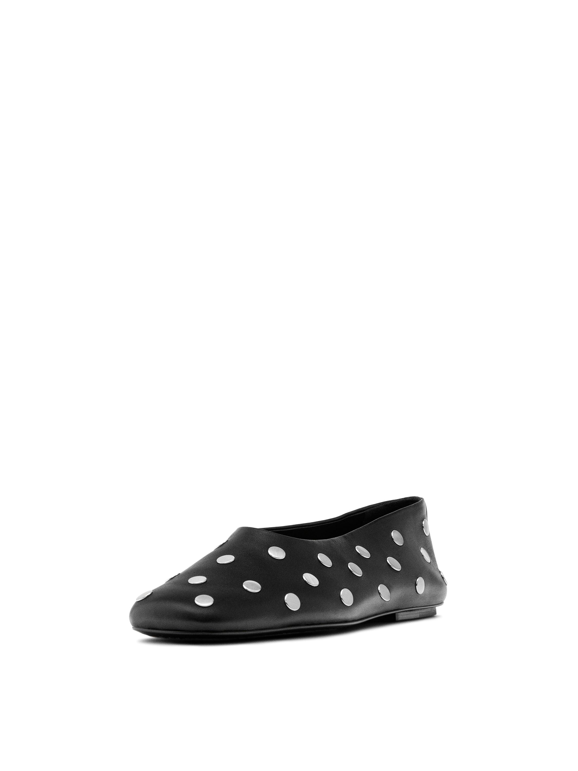 Studded ballet flats with square vamp — BLACK