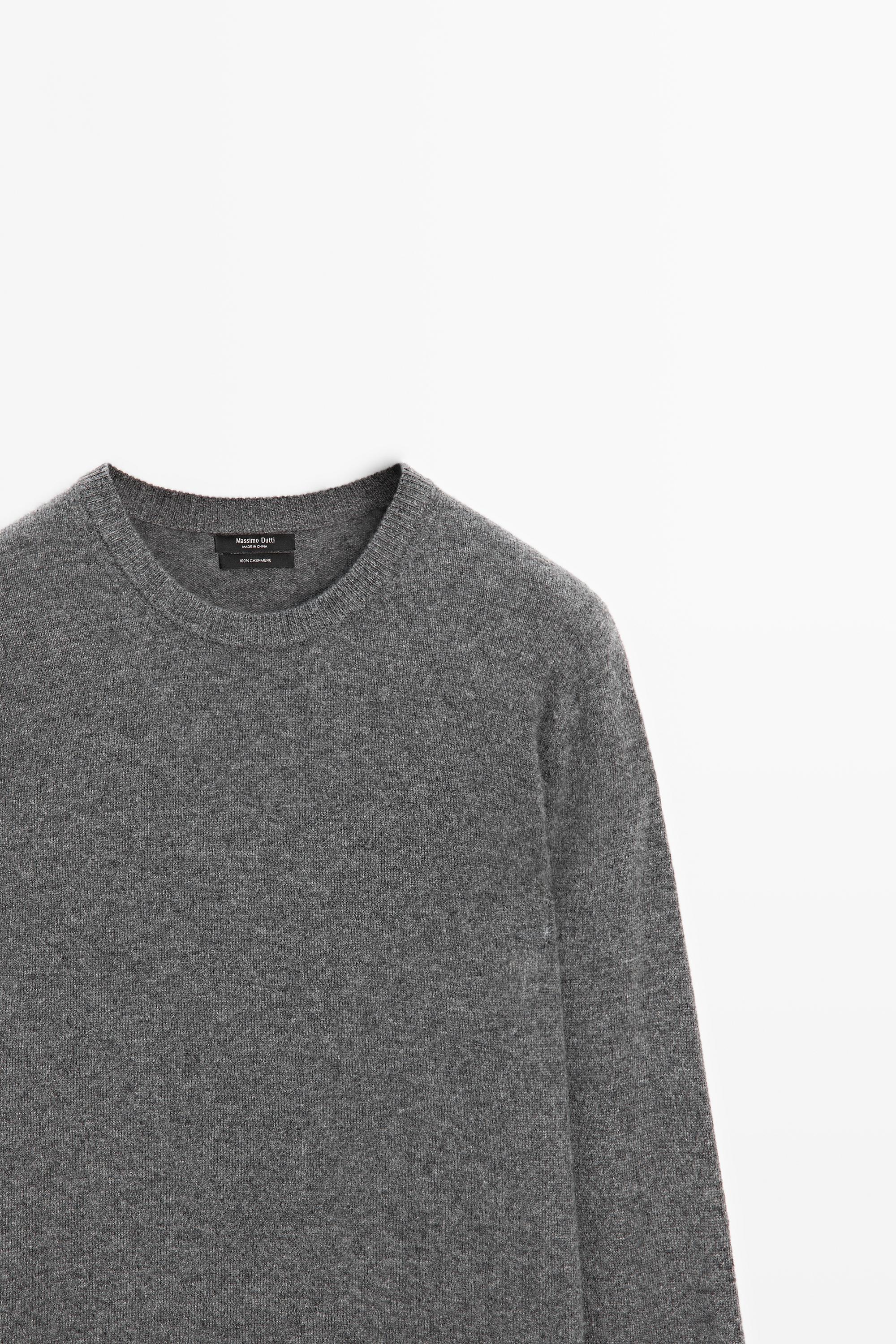 100% cashmere long sleeve sweater — GREY (alternate view)