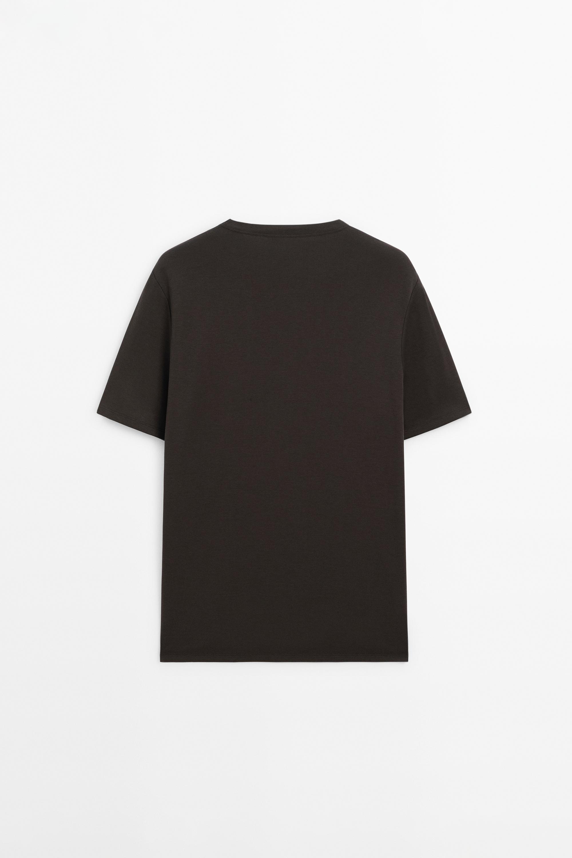 Short sleeve cotton and silk T-shirt — CHARCOAL GREY