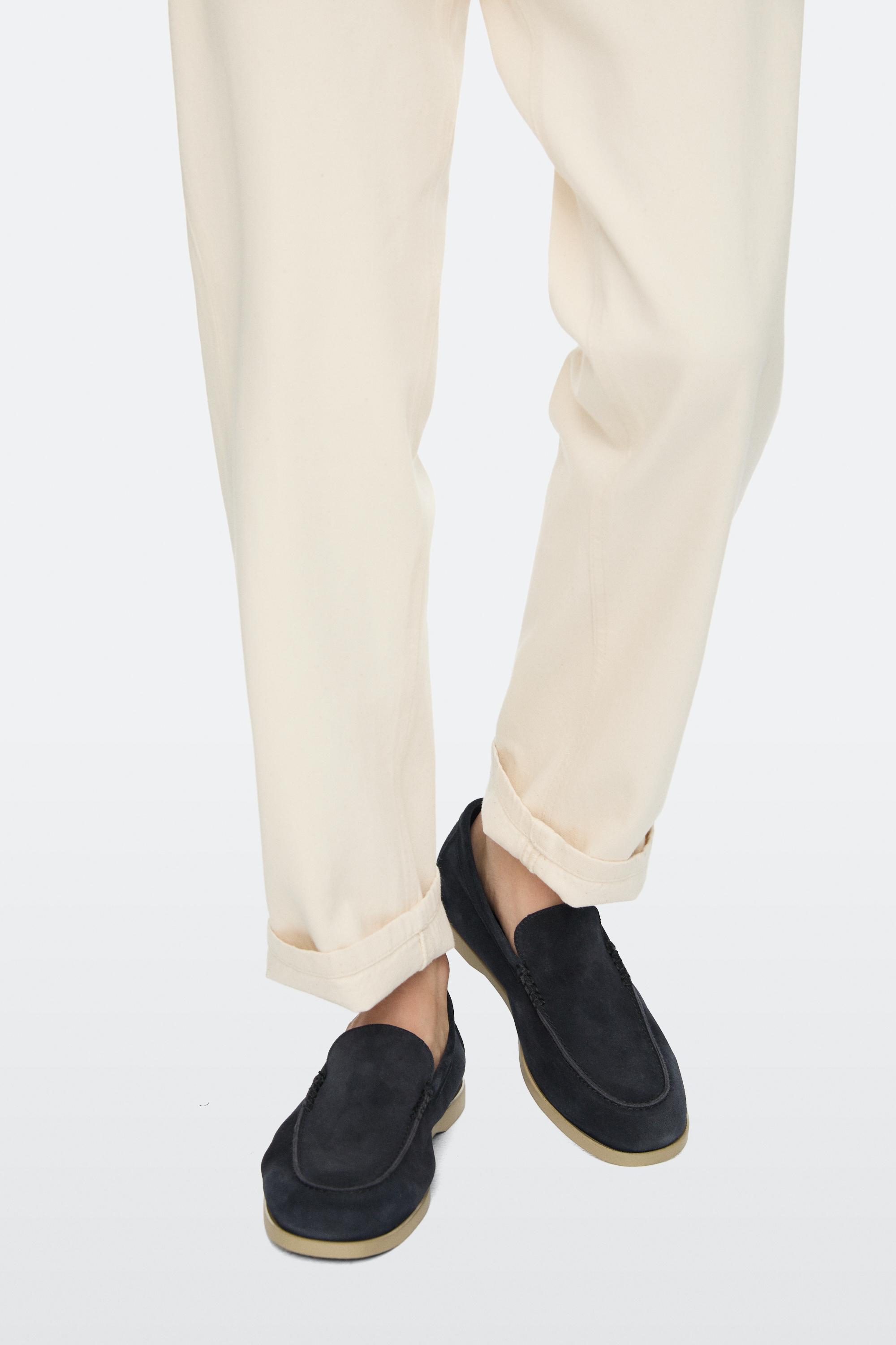 Soft split leather loafers — Dark blue