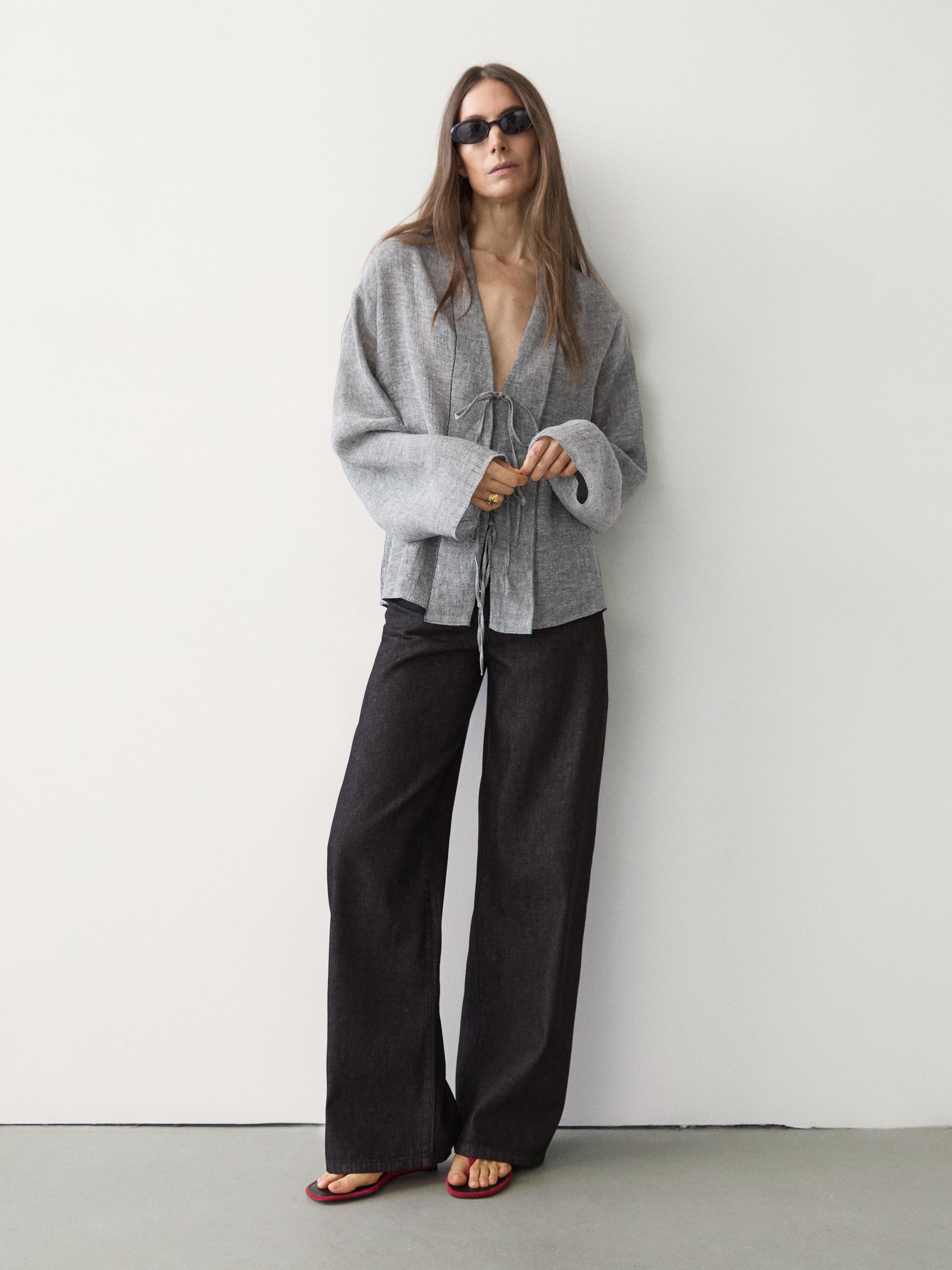 Mid-rise wide-leg jeans — DARK BLUE
