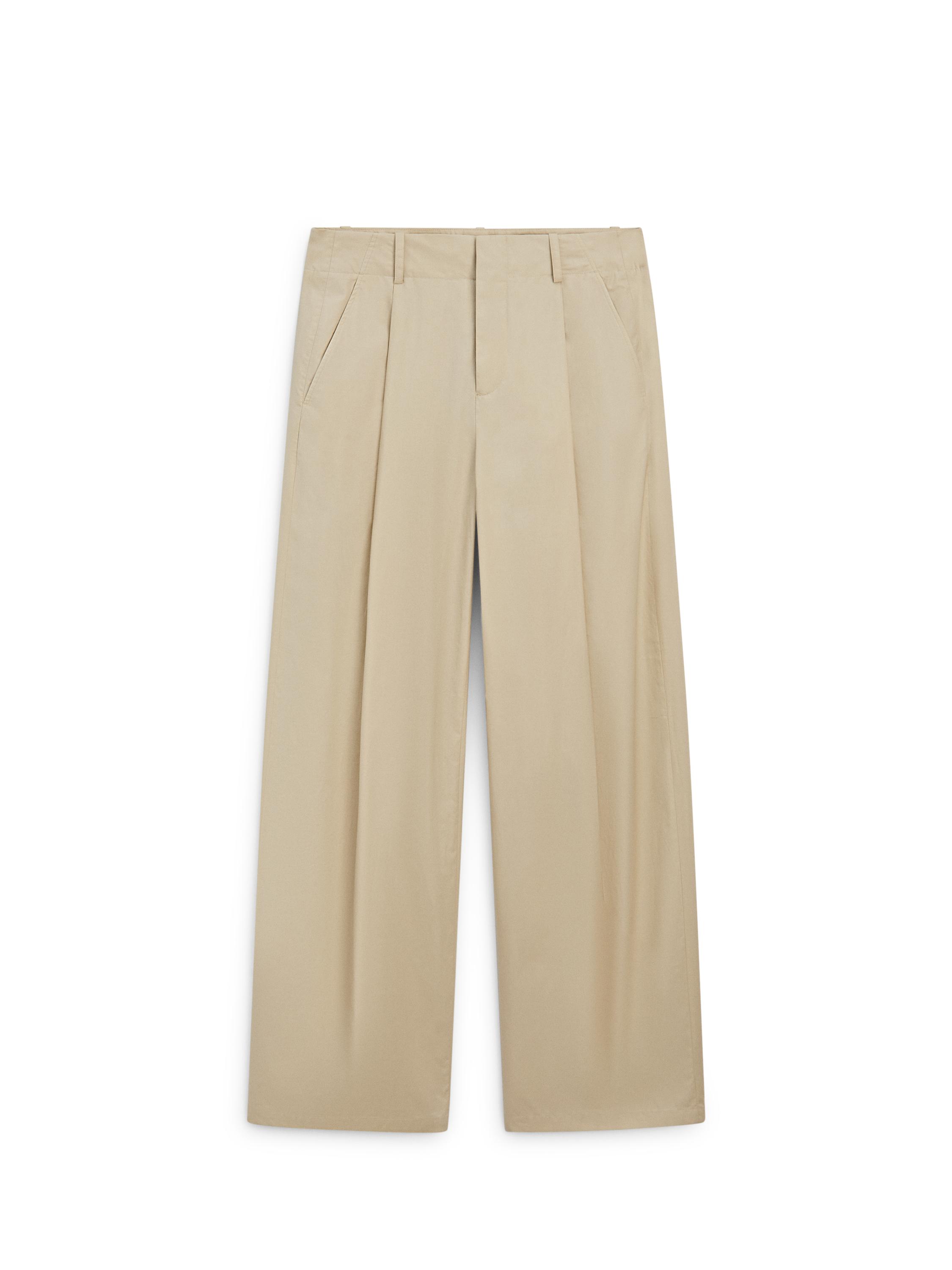 Wide-leg cotton trousers — SAND