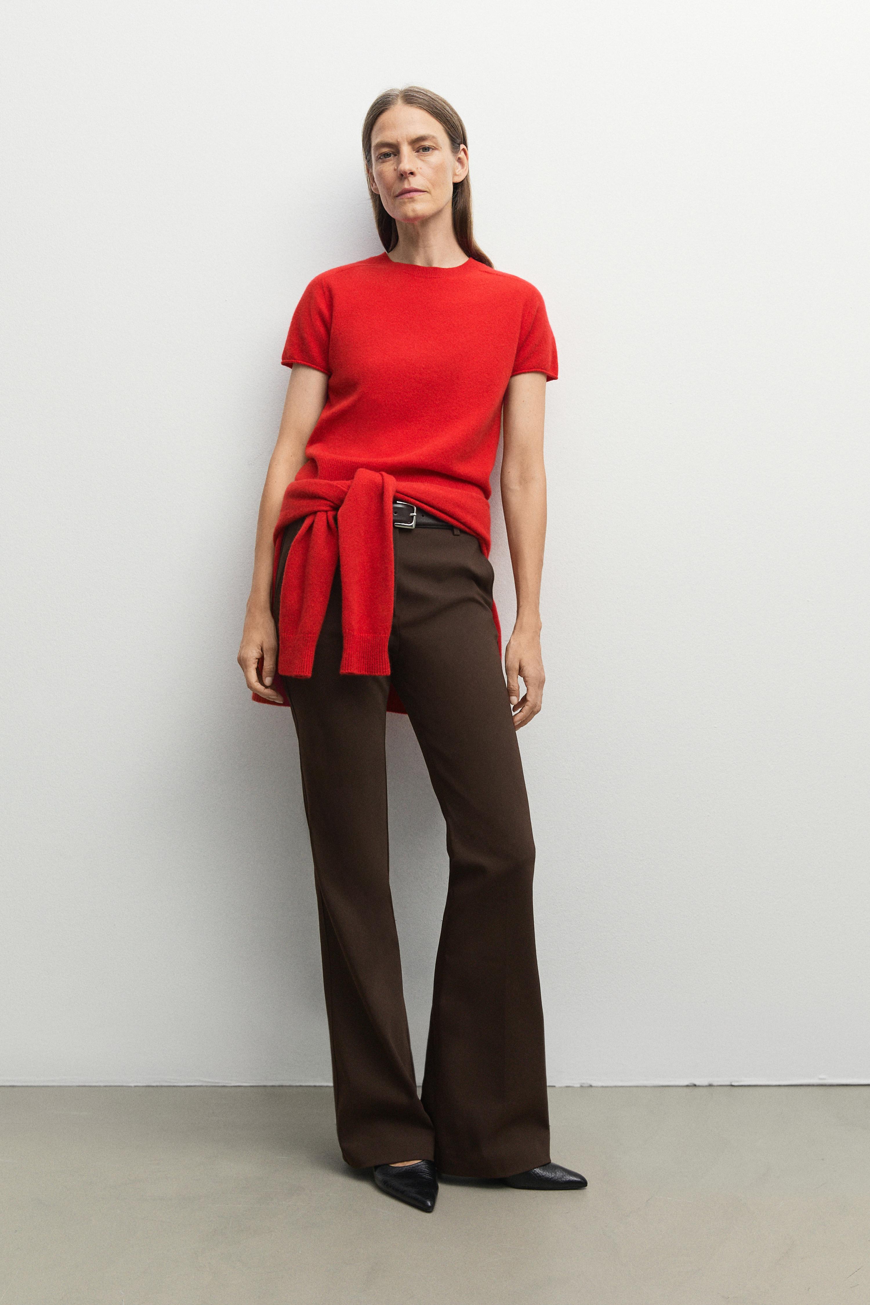 100% cashmere short sleeve knit sweater