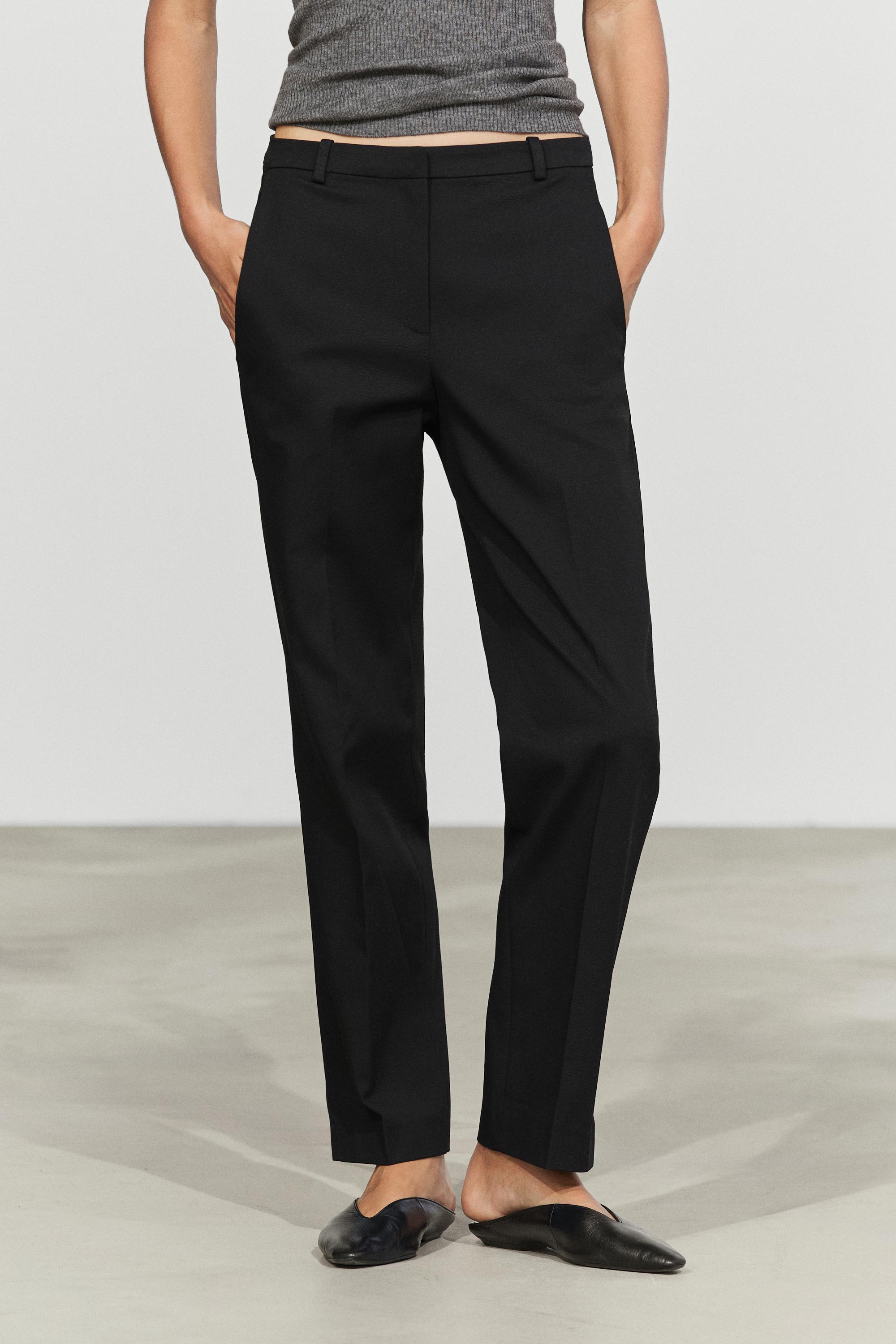 Straight stretch trousers — BLACK
