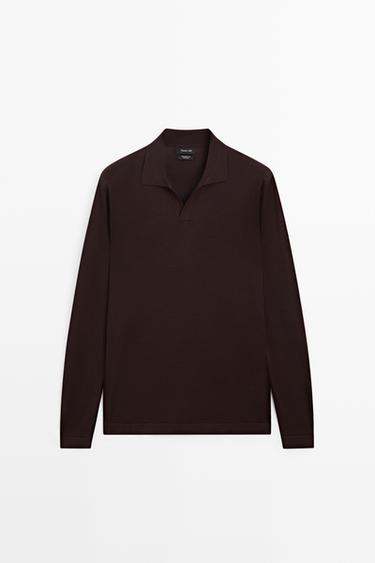 100% merino wool knit polo sweater — MAROON 2
