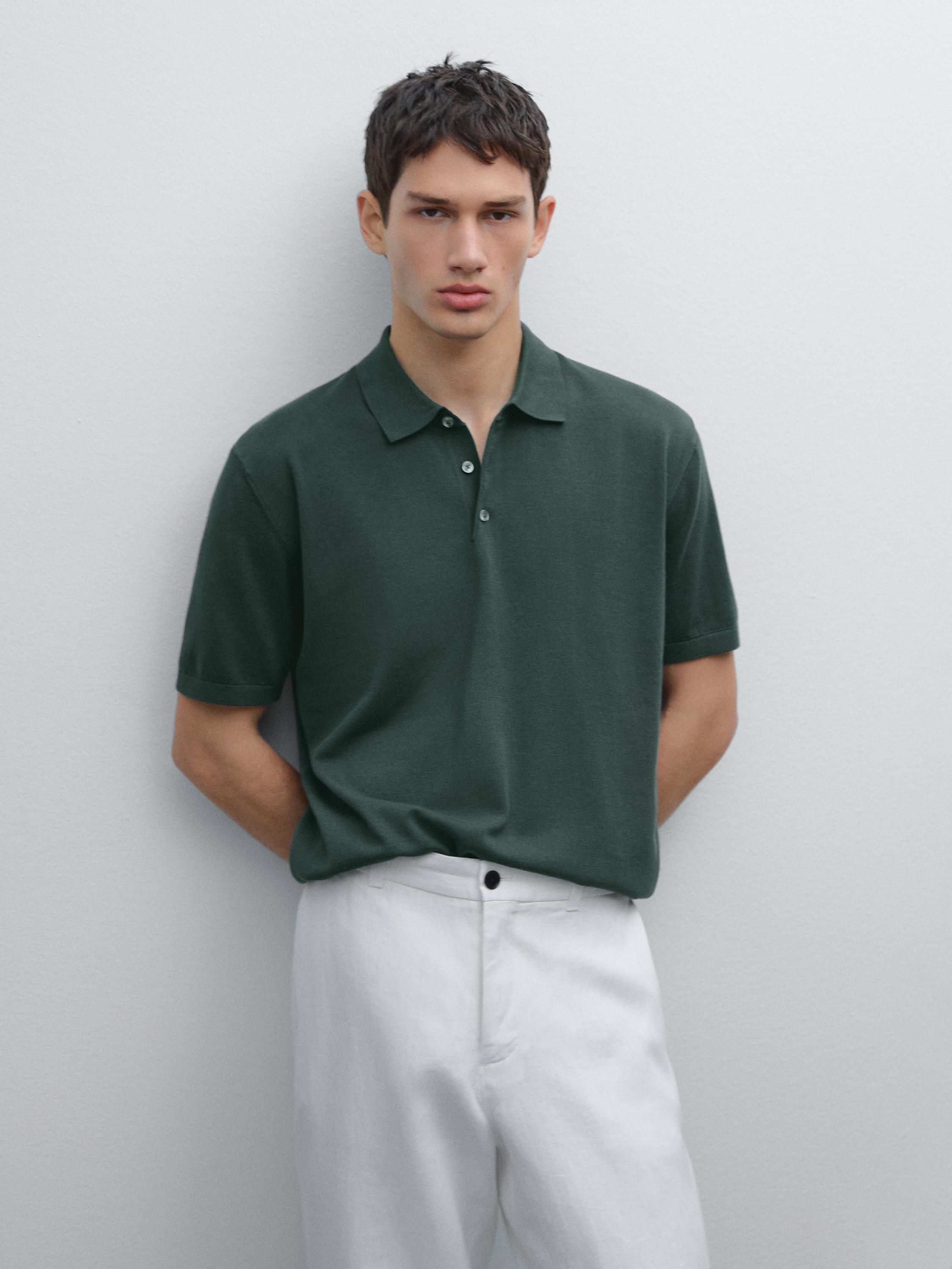 Short sleeve cotton polo sweater