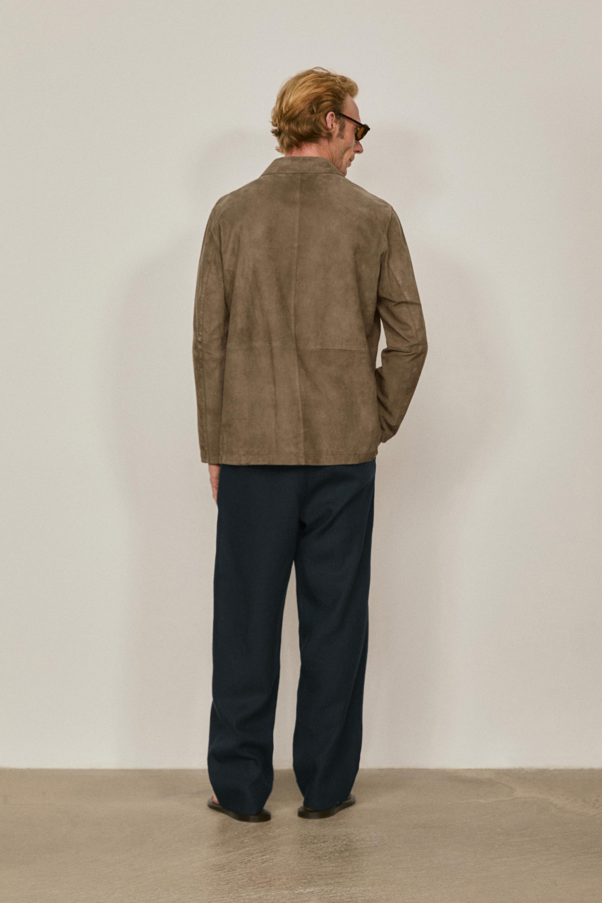 Suede leather overshirt with pockets - LIMITED EDITION — PALE GREEN