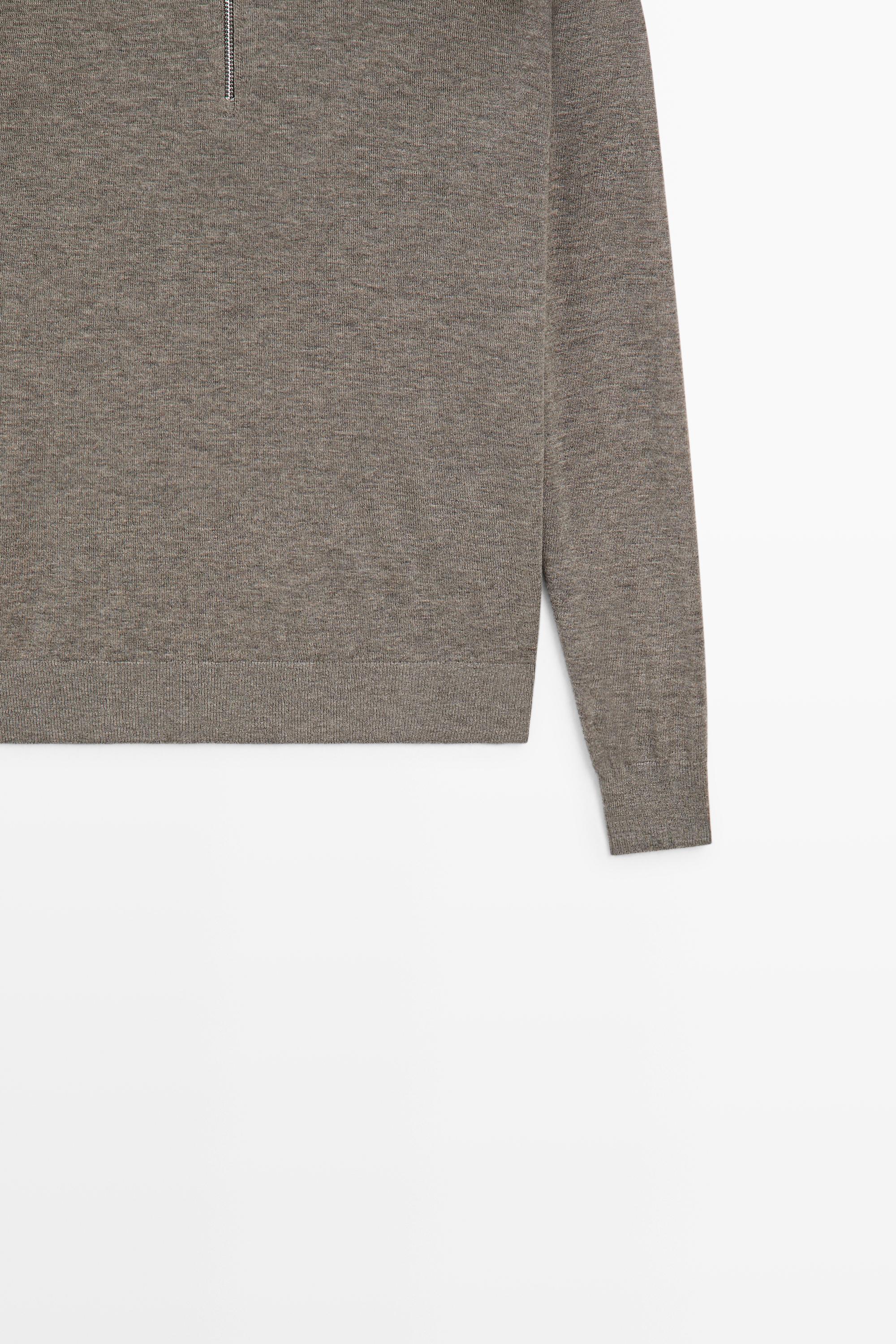 Wool blend quarter-zip knit sweater — DARK KHAKI