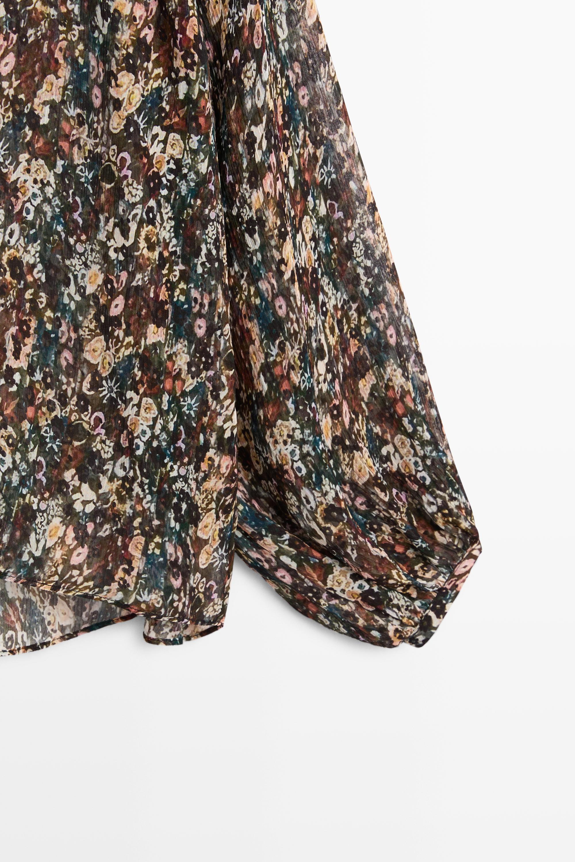 Floral print flowing shirt — BLACK