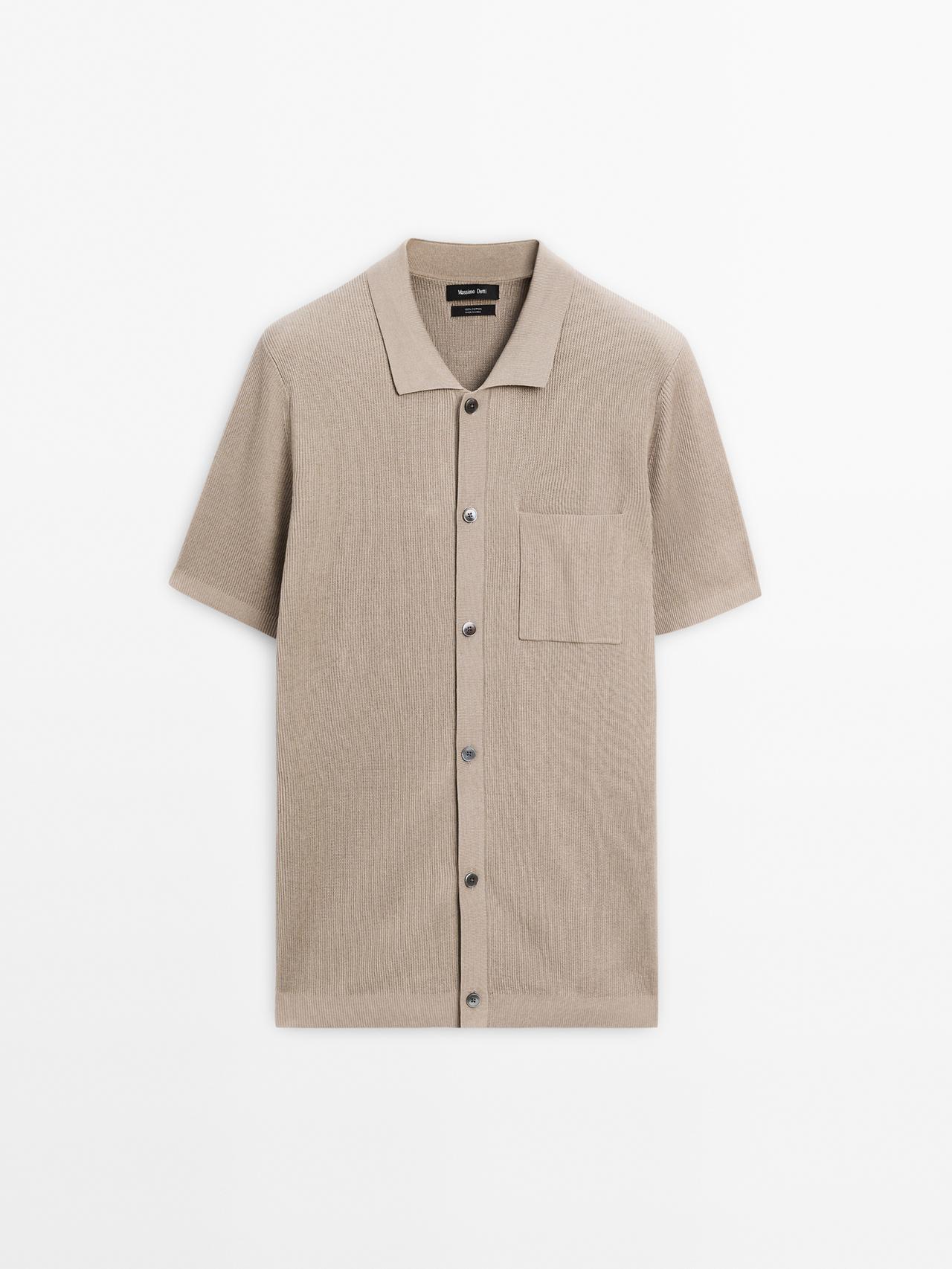 Massimo Dutti - Herre - Skjortejakke I 100 % Merceriseret Bomuld - Beige - M