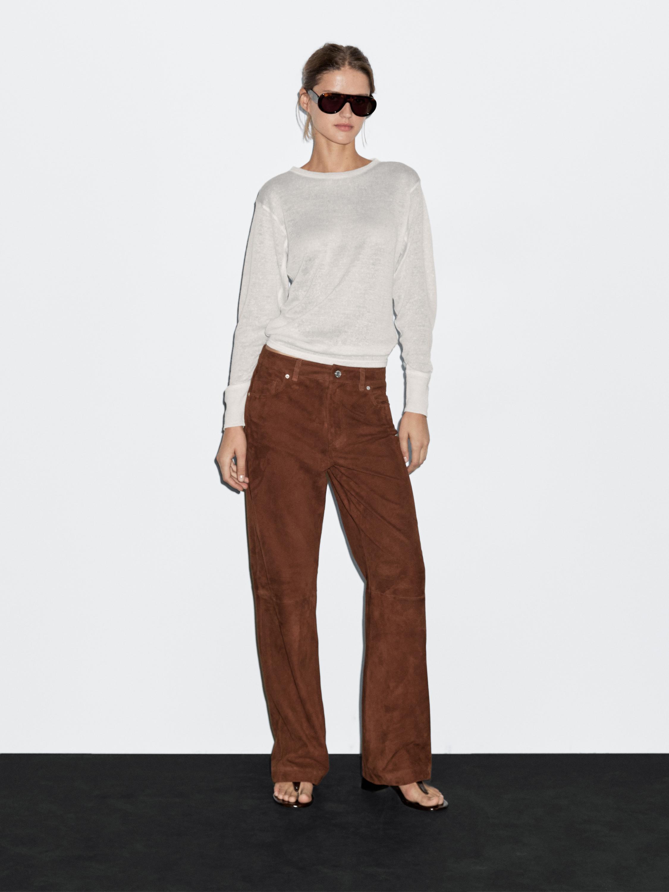 Suede leather trousers