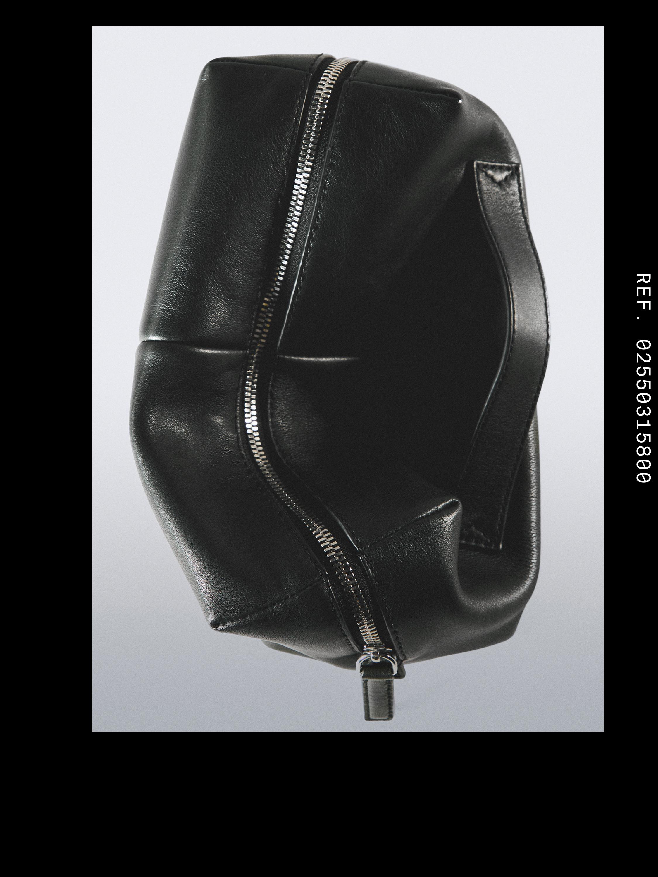 Nappa leather toiletry bag with zip — BLACK