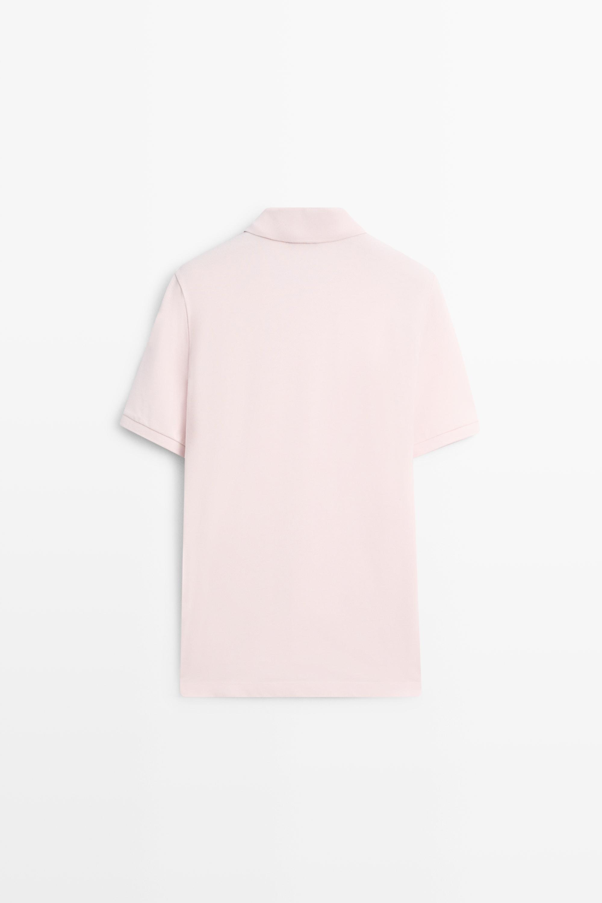 Micro-textured cotton piqué polo shirt — ROSE PINK