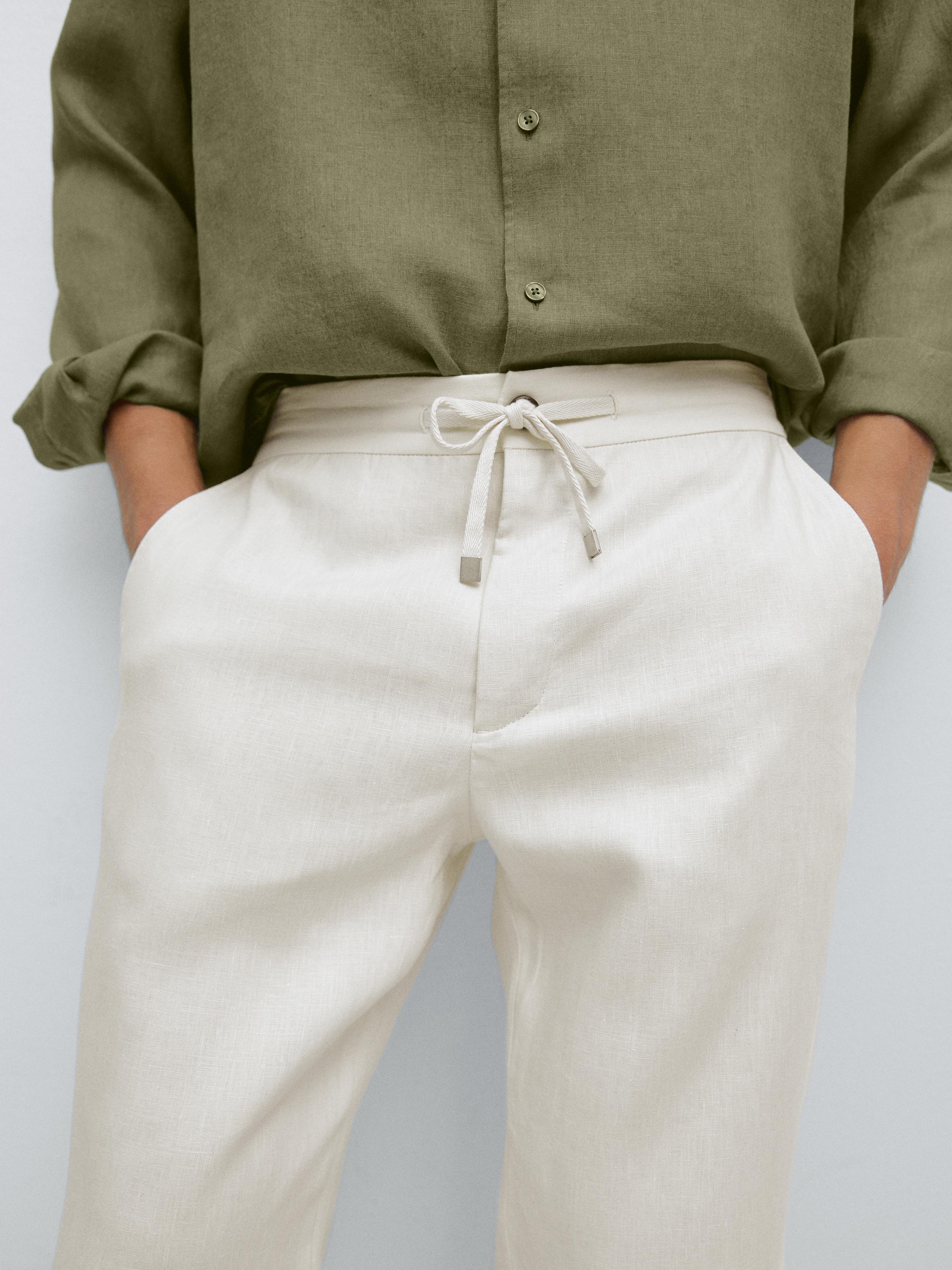 100% linen jogger trousers