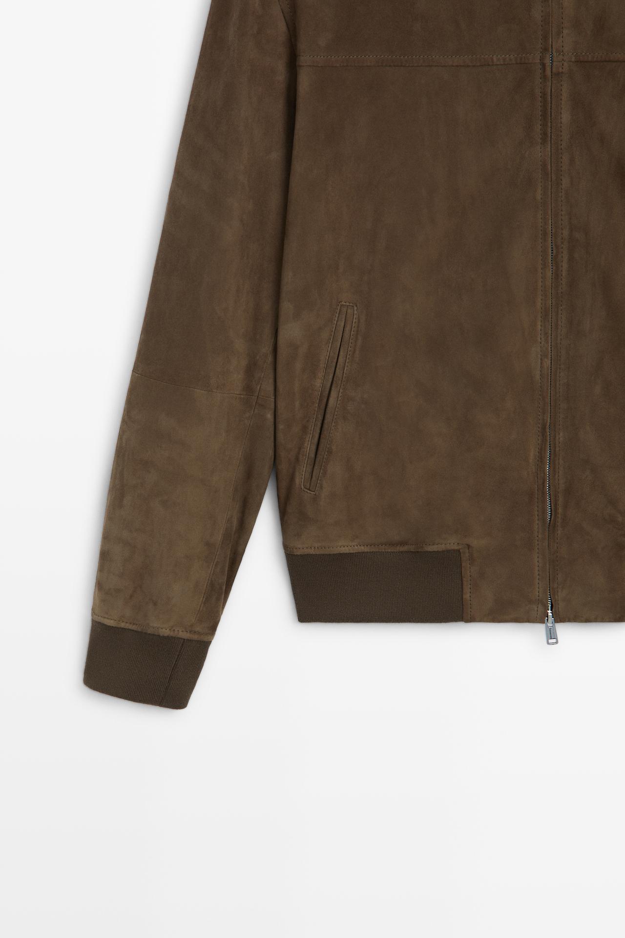 Combined suede bomber jacket — MOLE BROWN