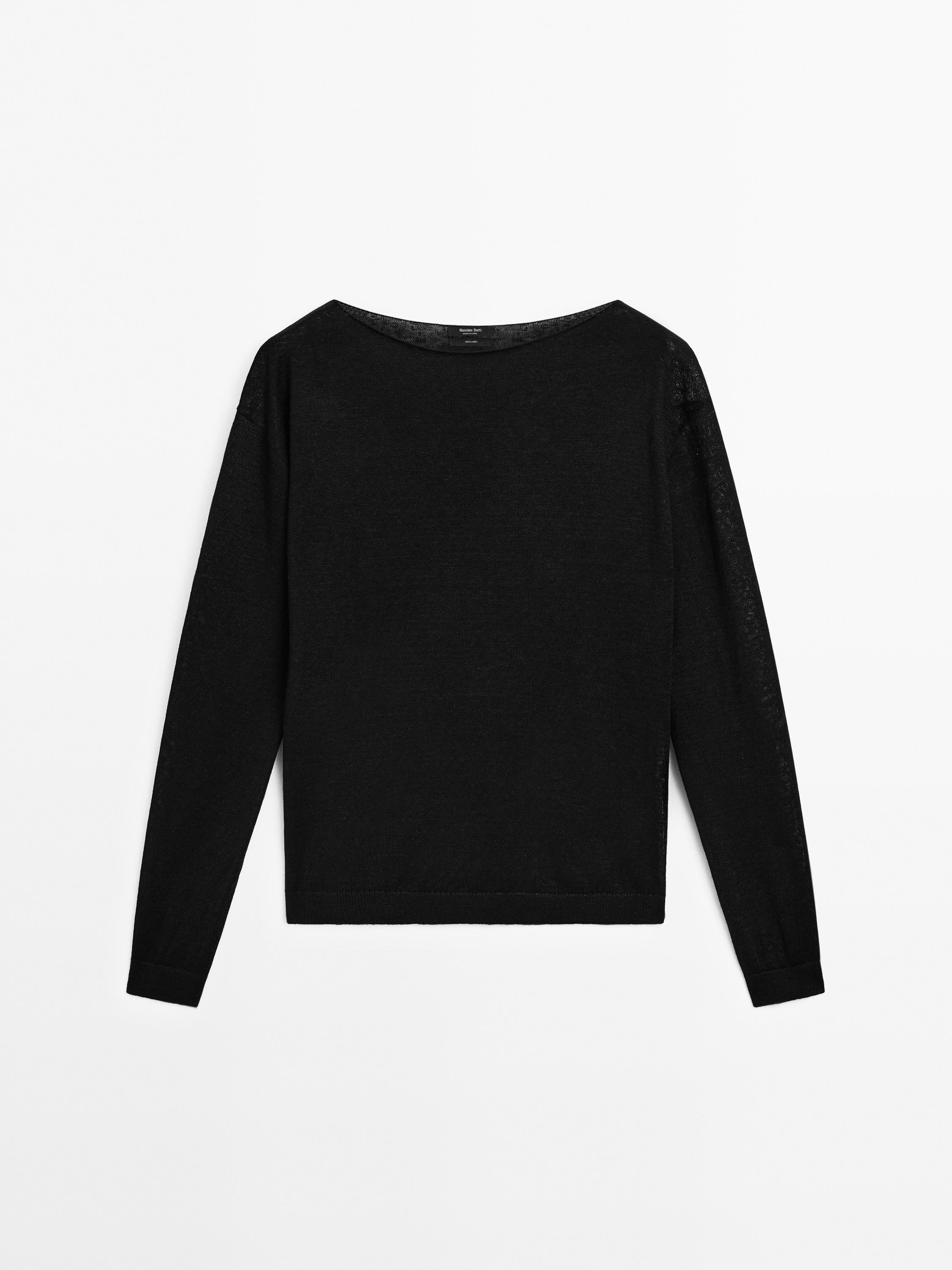 100% linen boat neck sweater