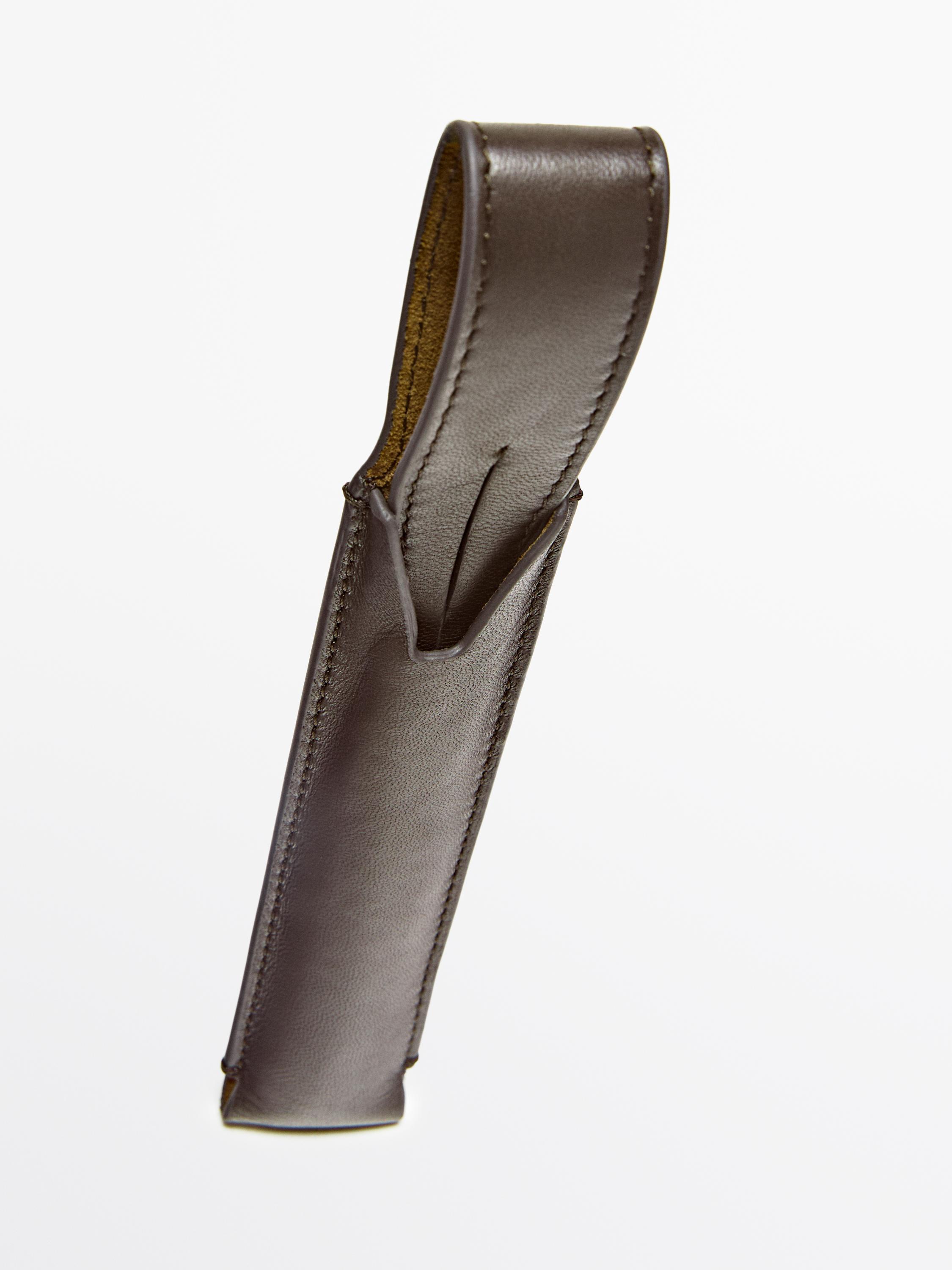 Nappa leather pen cover — BROWN