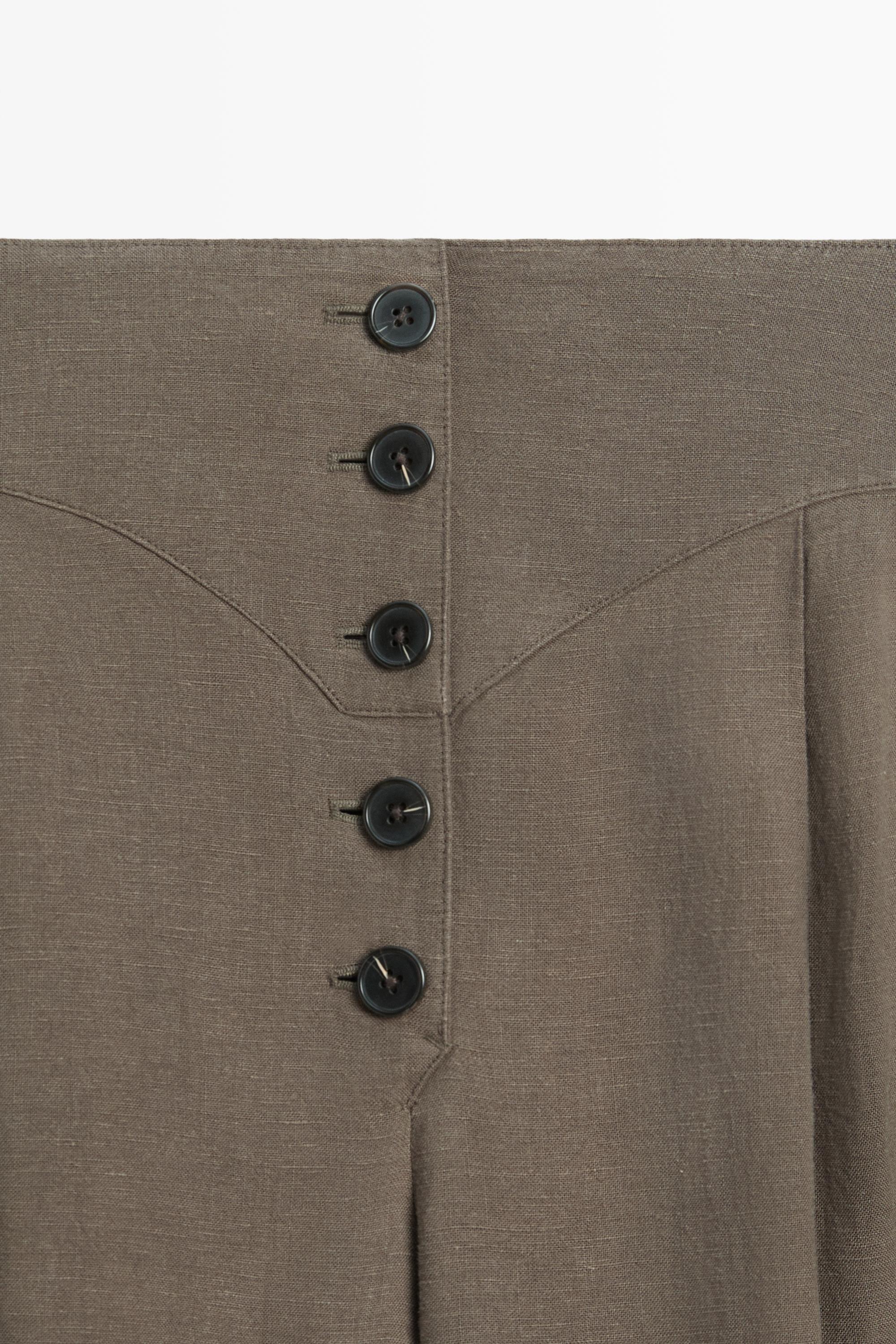 Linen blend pleated trousers — MOLE BROWN