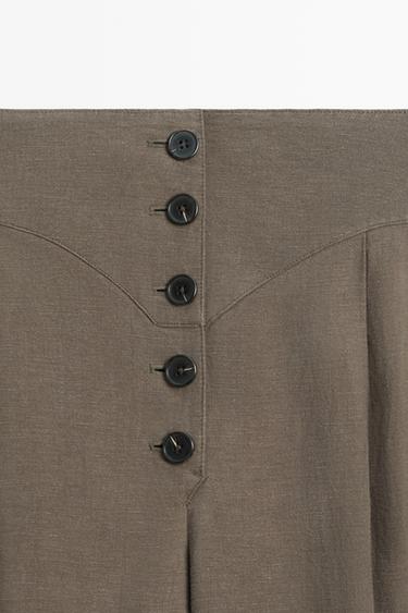 Linen blend pleated trousers — MOLE BROWN 4