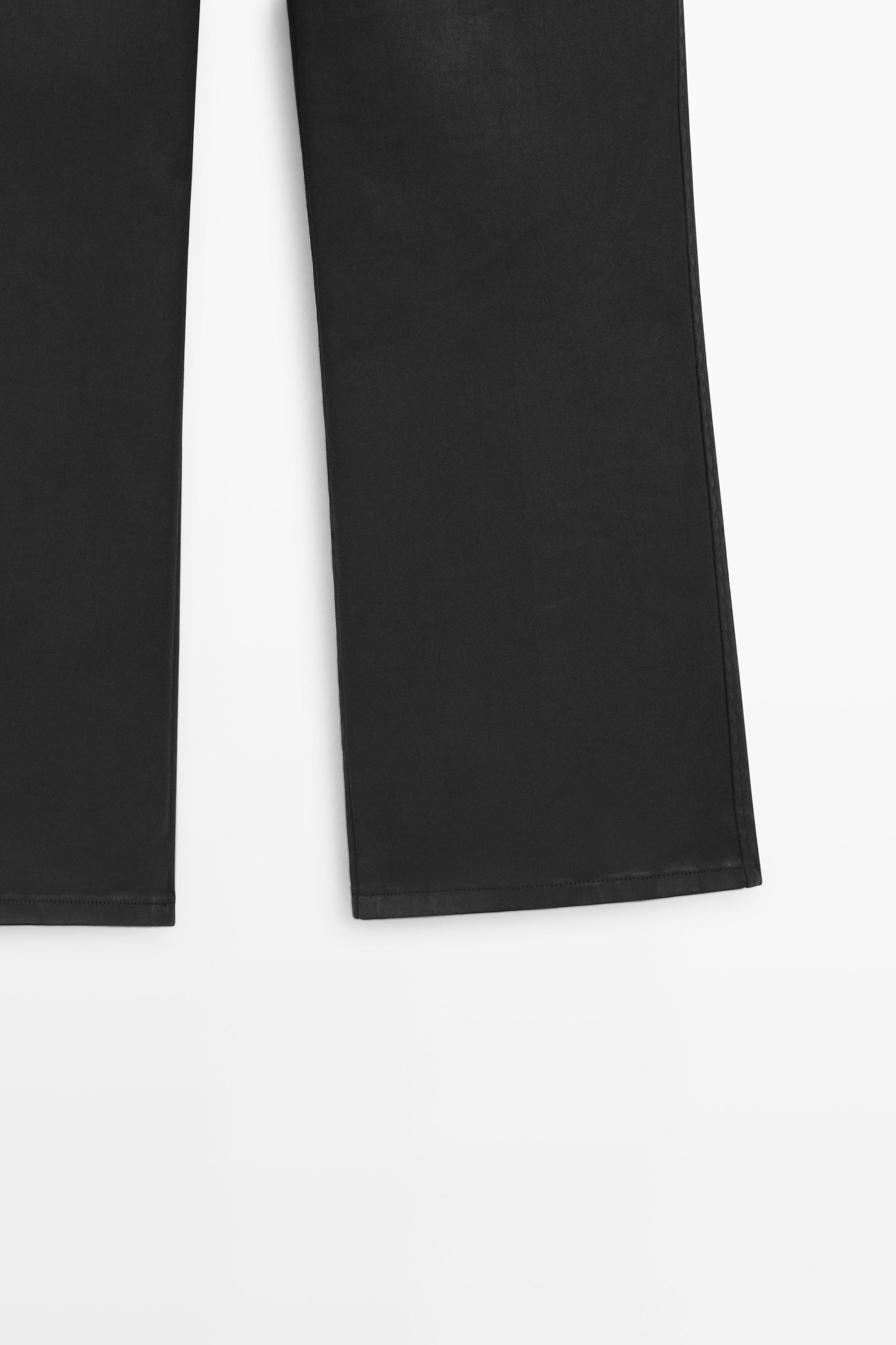 Rubberised cropped flare pants — BLACK