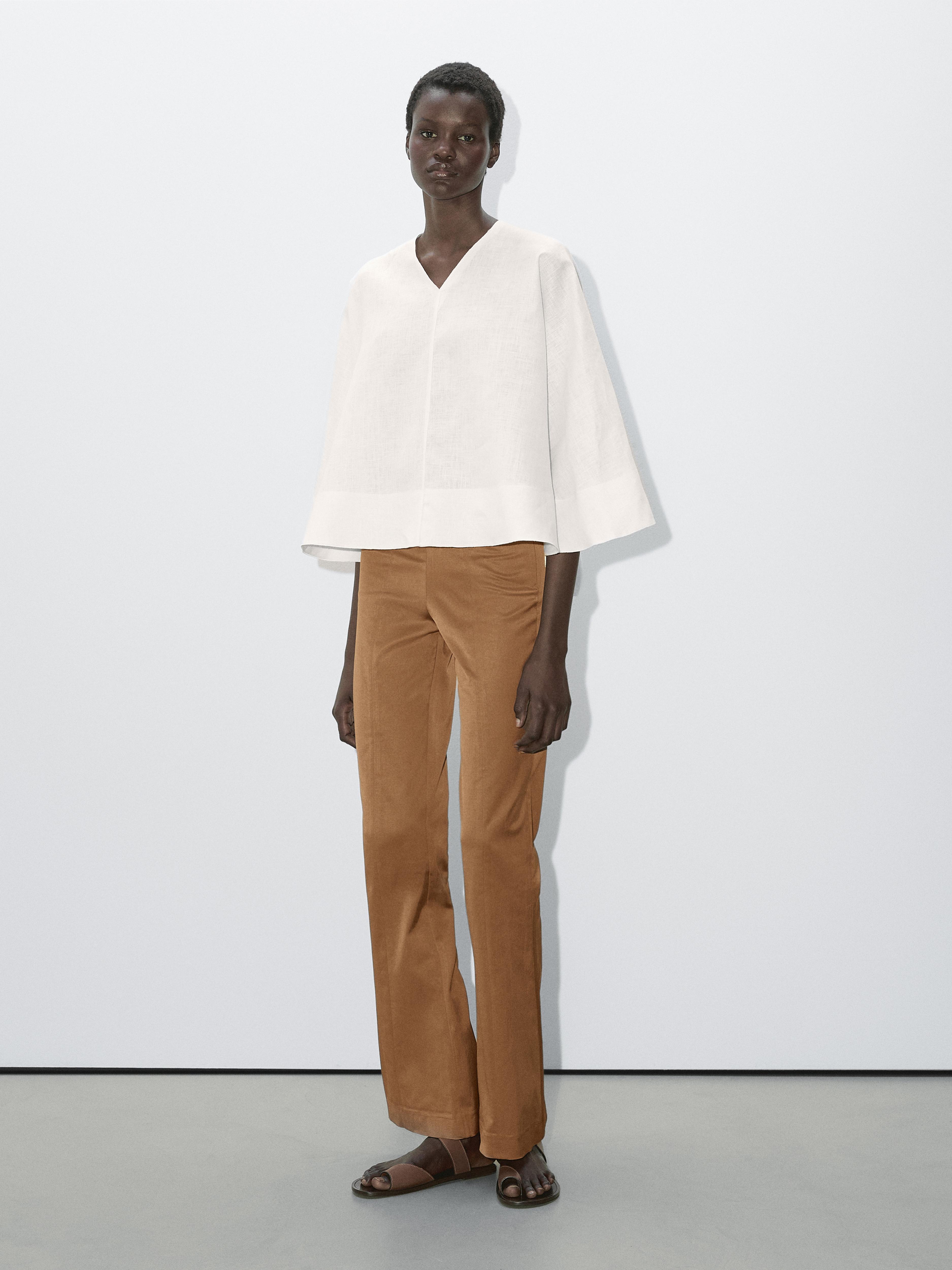 Flowing linen cape shirt - Studio