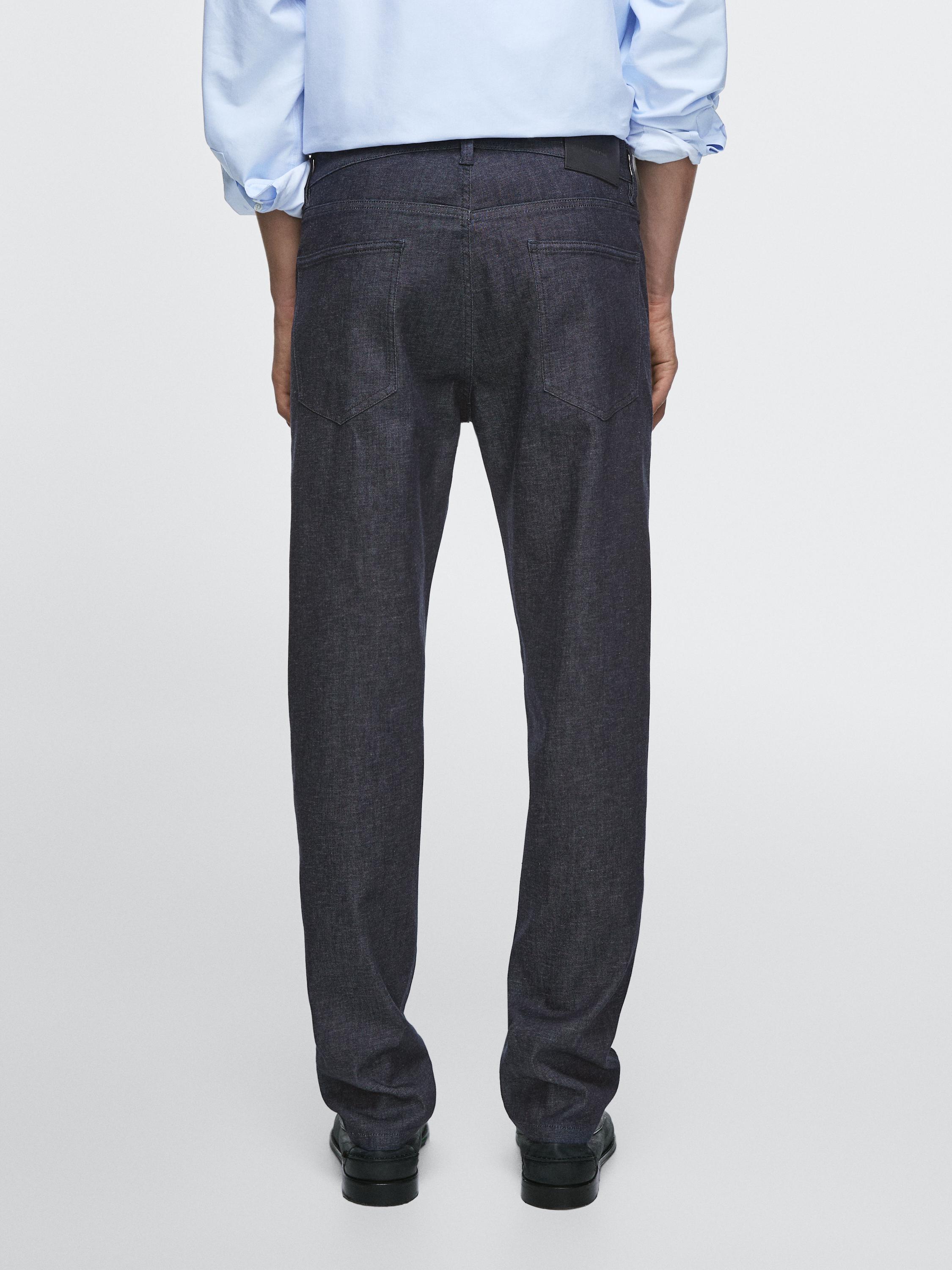 Lightweight slim-fit rinse wash jeans — DEEP BLUE