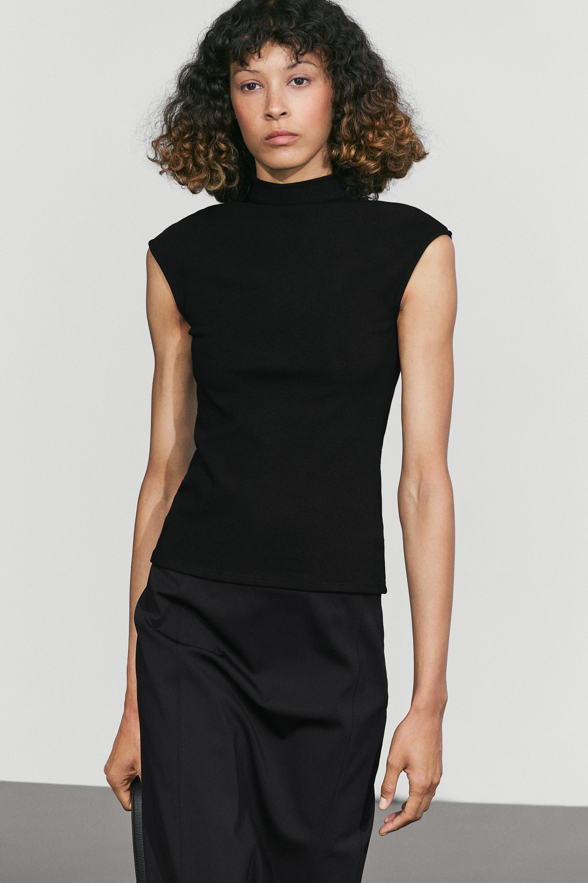 Funnel neck knit top