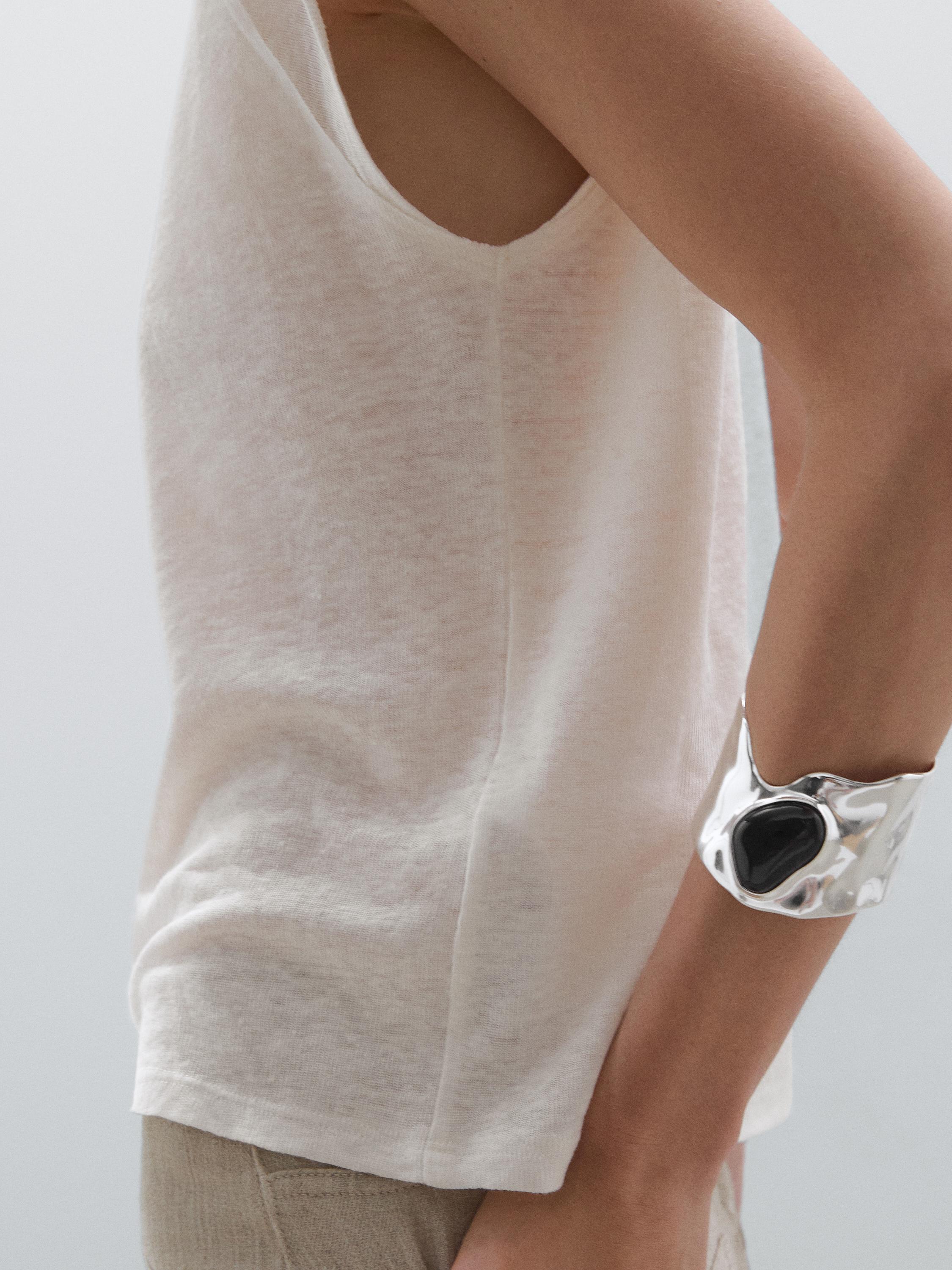 T-shirt léger bord-côte 100 % lin