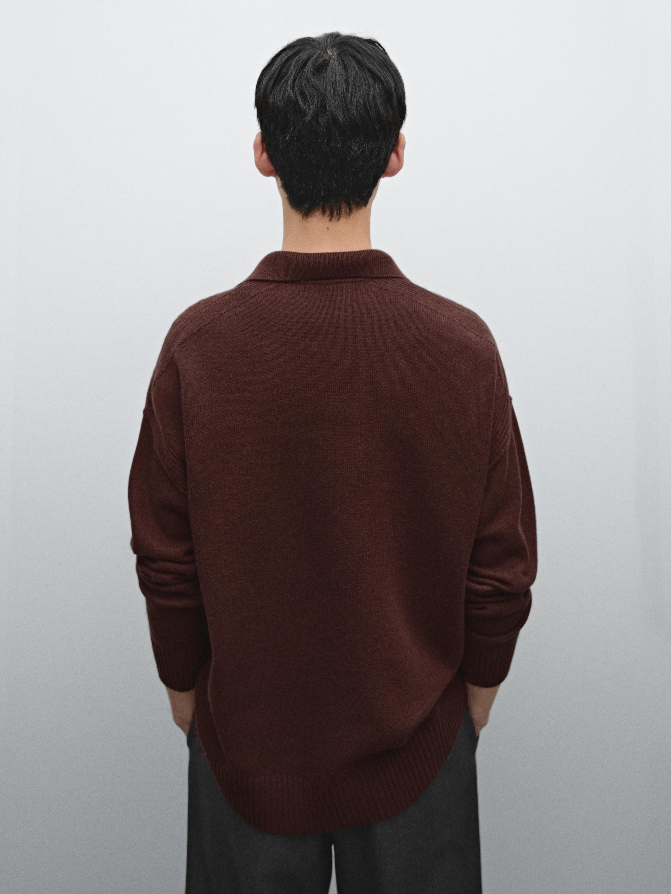 Wool blend polo collar sweater