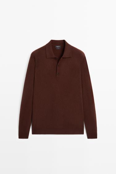 100% cashmere knit polo sweater — BRANDY 2