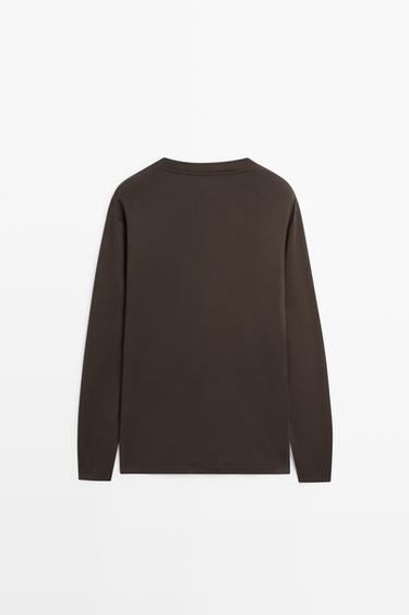100% cotton long sleeve T-shirt — PALE OCHRE 6