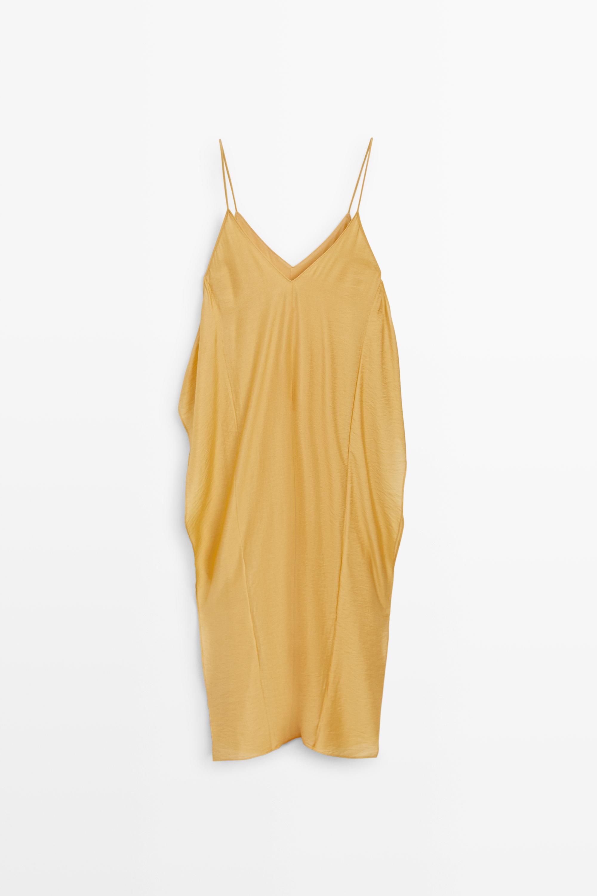 Flowing lingerie dress with ruffle detail — Yellow