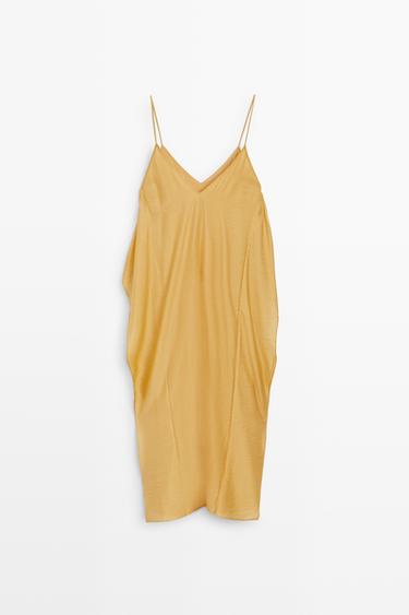 Flowing lingerie dress with ruffle detail — Yellow 6